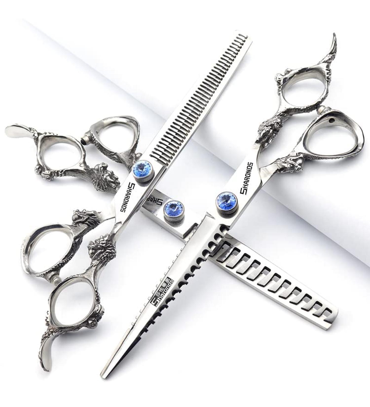 Professional 6-Inch Hairstyle Studio Styling Scissors - Japanese Hairdresser Tools with Chinese Dragon Design | 3-Piece Set for Precision Cutting - Buy Online on GoSupps.com