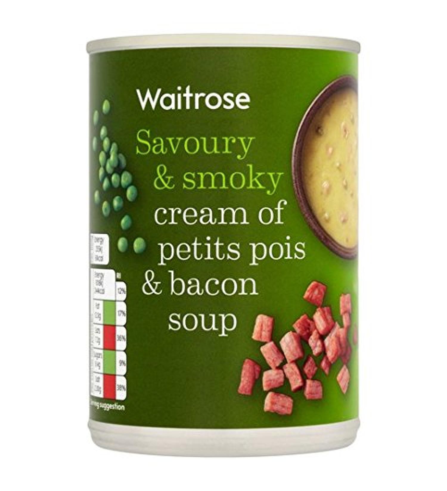 Waitrose Crème de Petit Pois fumé Bacon Soupe 415g