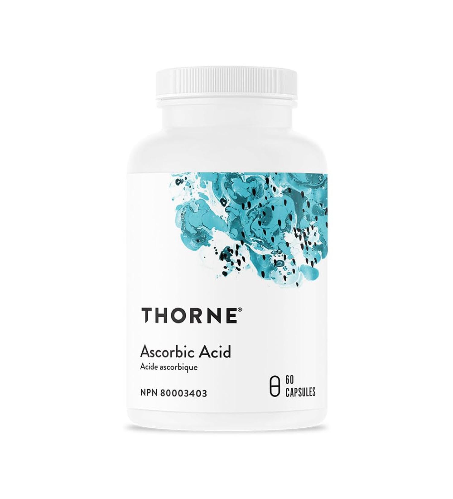 Thorne Ascorbic Acid (One Gram) - Vitamin C Supplement for Antioxidant Support and Healthy Immune Function - 60 Capsules - Buy Online on GoSupps.com