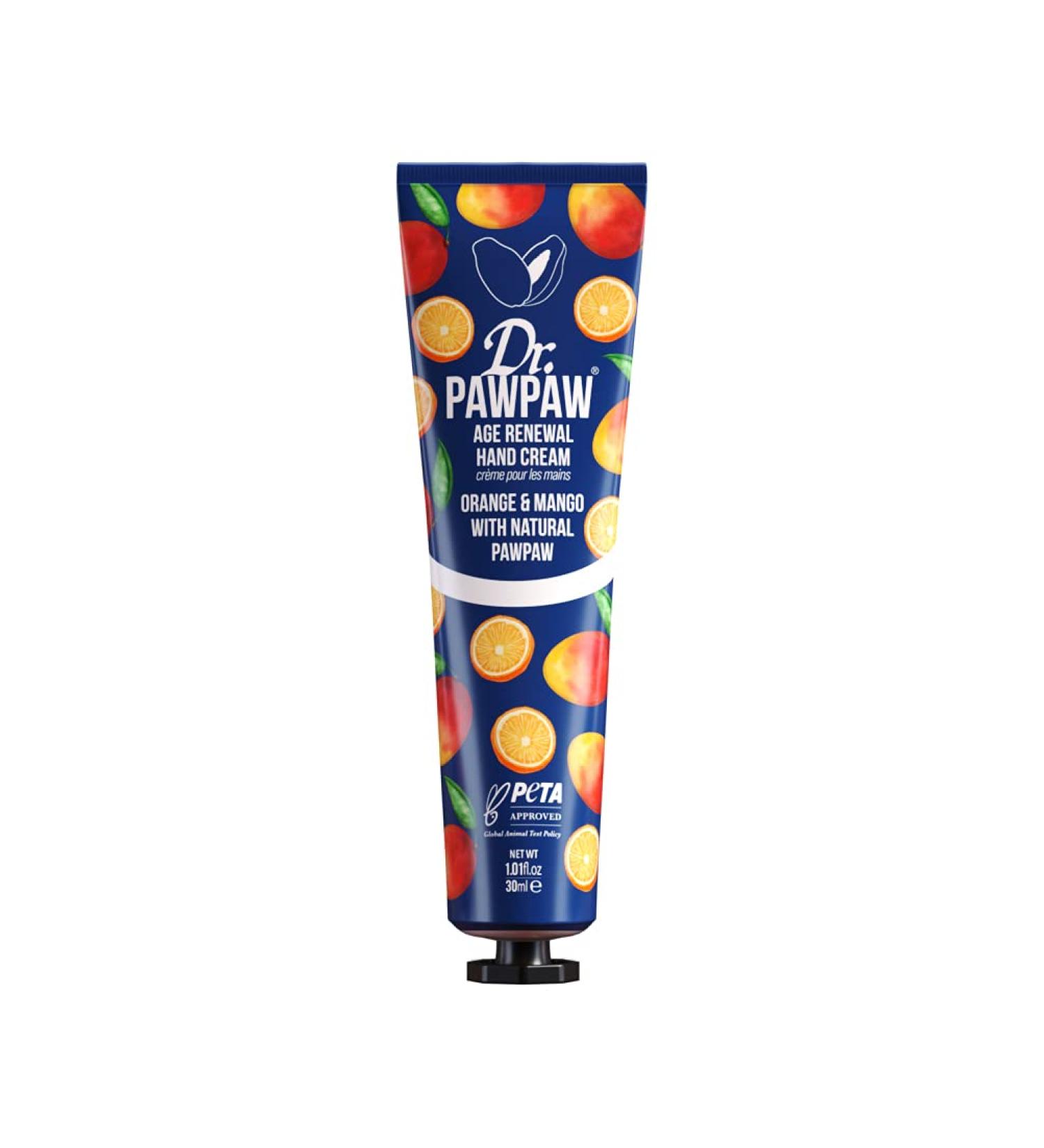 Dr. PAWPAW Age Renewal Hand Cream Orange & Mango 30ml - Multi-Purpose Cream PawPaw Hand Cream Vegan Hand Cream Natural Hand Cream Natural Beauty Vegan Beauty - Buy Online on GoSupps.com