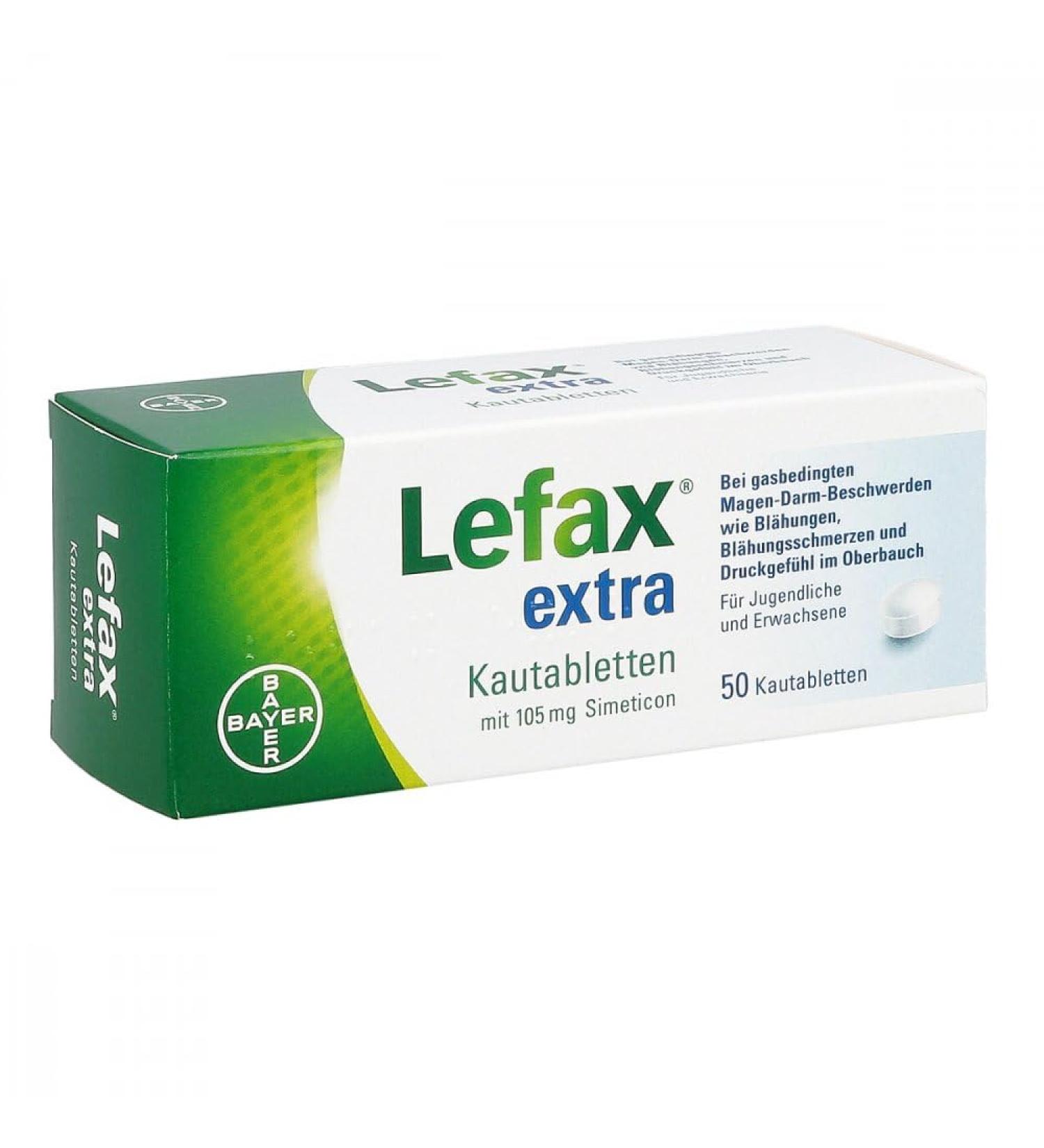 Lefax Extra Chewing Tablets - 105 mg Simeticon for Gas & Flatulence Relief | Peppermint Flavor - 50 Tablets (1 Pack) - International Shipping Available - Buy Online on GoSupps.com