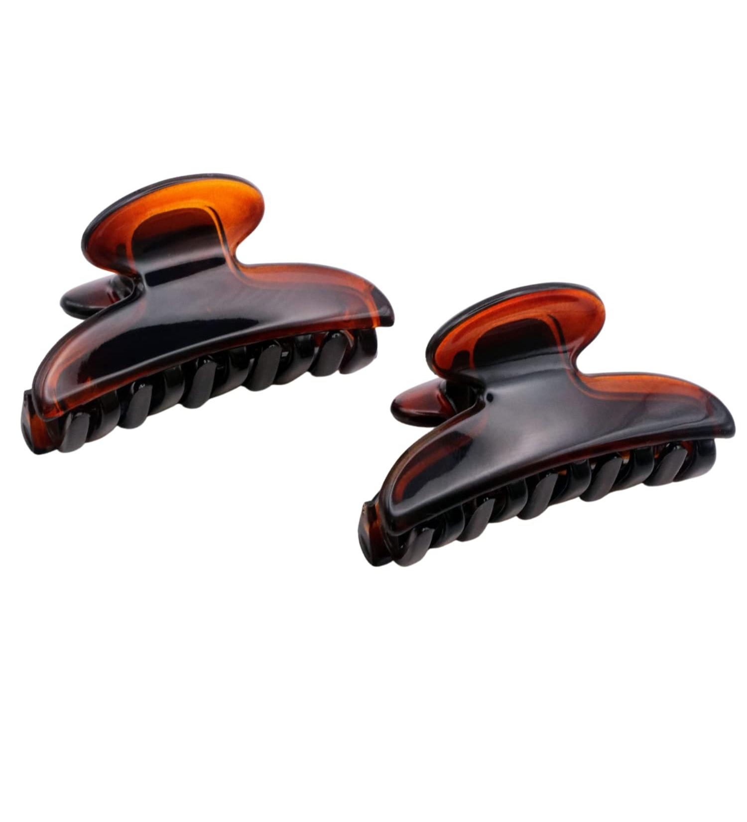 Parcelona French Glossy Oval Small Celluloid Hair Claw Set | No Slip Grip | Made in France | Tortoise Shell Brown - Buy Online on GoSupps.com