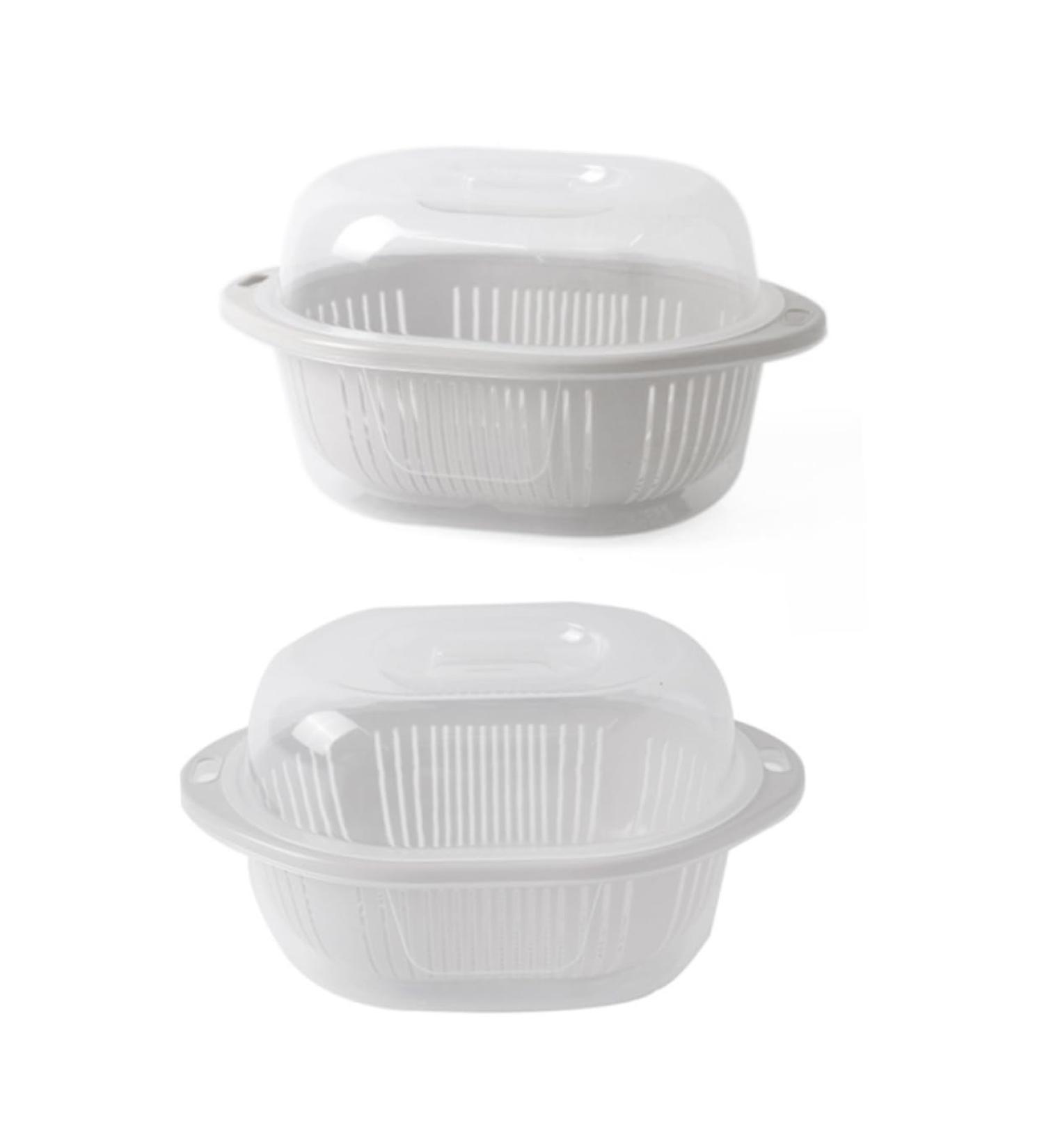 Zerodeko Lid Storage Size Vegetable Multi-Purpose Small Drain Washing Kitchen Round Basket White with Size 1 White - Buy Online on GoSupps.com
