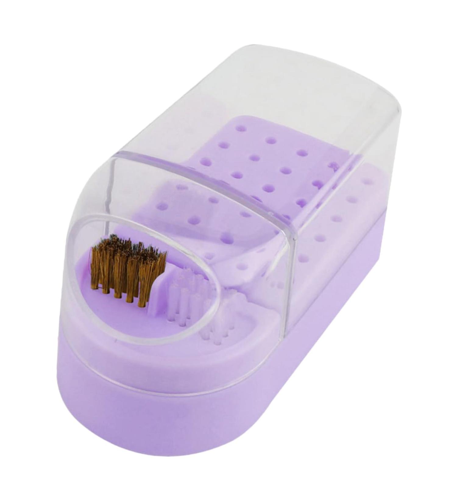 minkissy Box Drills Cleaning Brush Nail Art Salon Goods Manicure Polishing Heads Organizer Nail Drill Holder Drill Bit Holder Nail Drill Bits Container Purple Tool Holder Ceramics Plastic - Buy Online on GoSupps.com