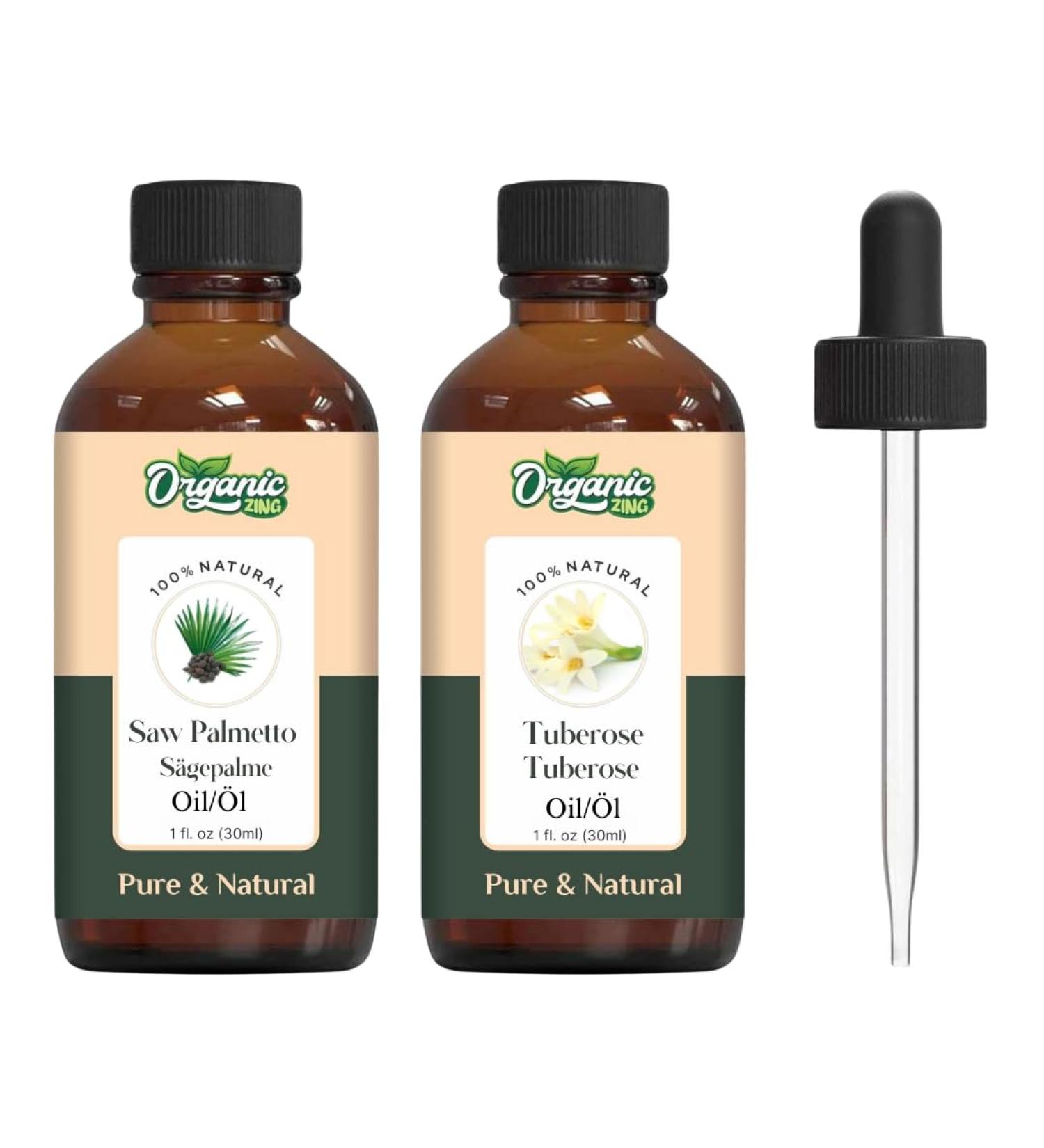 ORGANIC ZING Organic Zing Oil Combo : Saw Palmetto (Serenoa repens) - 30 ml/1.01 fl oz & tuberous (polianthes tubereus) oil - 30 ml/1.01 fl oz