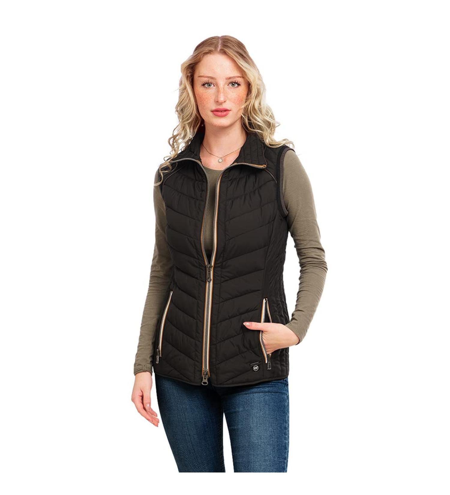 Knuffelwuff Women's Riverside Vest - Lightweight Breathable Water-Repellent Quilting Jacket with Pockets for Outdoor Hiking Travel & Walking - Windbreaker in Black - Buy Online on GoSupps.com