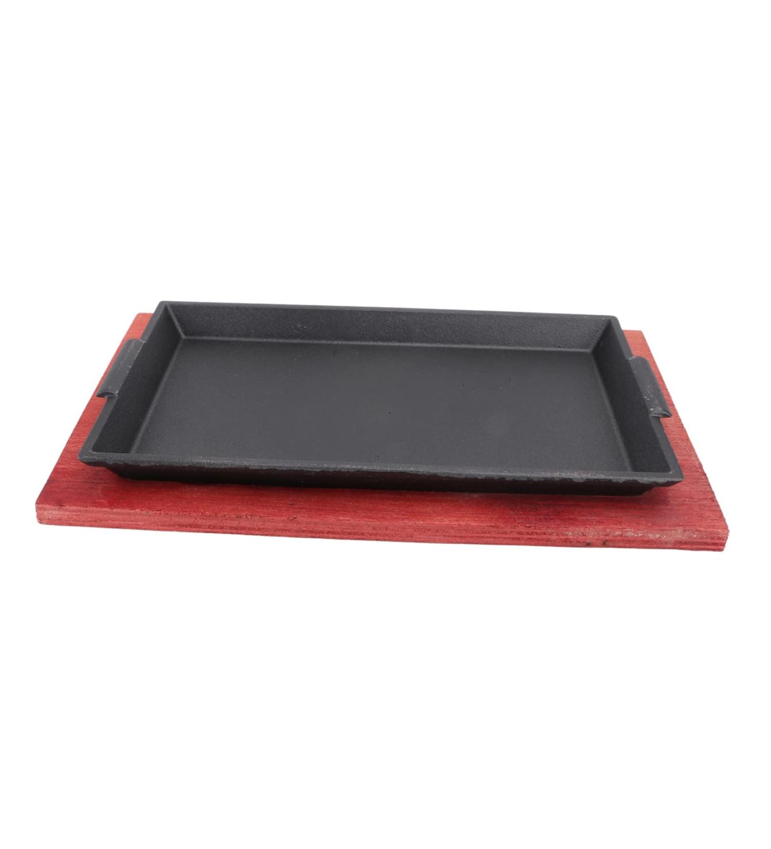 ABOOFAN 1pc Grill Plate Barbecue Fry Plate Breakfast Parrot Food Sanitary Disposal Bags Beef Steak Plate BBQ Dish Steak Pan Baking Pan Barbecue Dish Iron Rectangle Pancake Pan 31.5x19cm Black - Buy Online on GoSupps.com