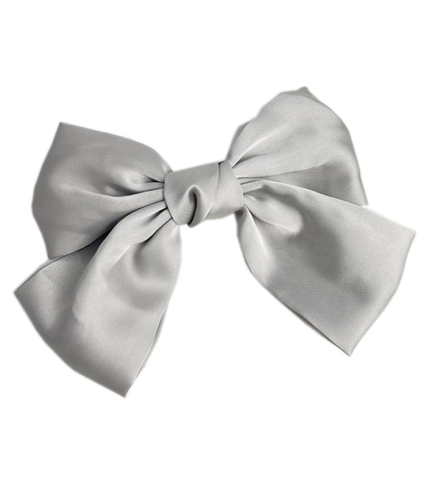 1PC Women Hair Bows Spring Barrette Hair Clip Satin Hair Clip for Women Girls Daily Wear (Grey) - Buy Online on GoSupps.com