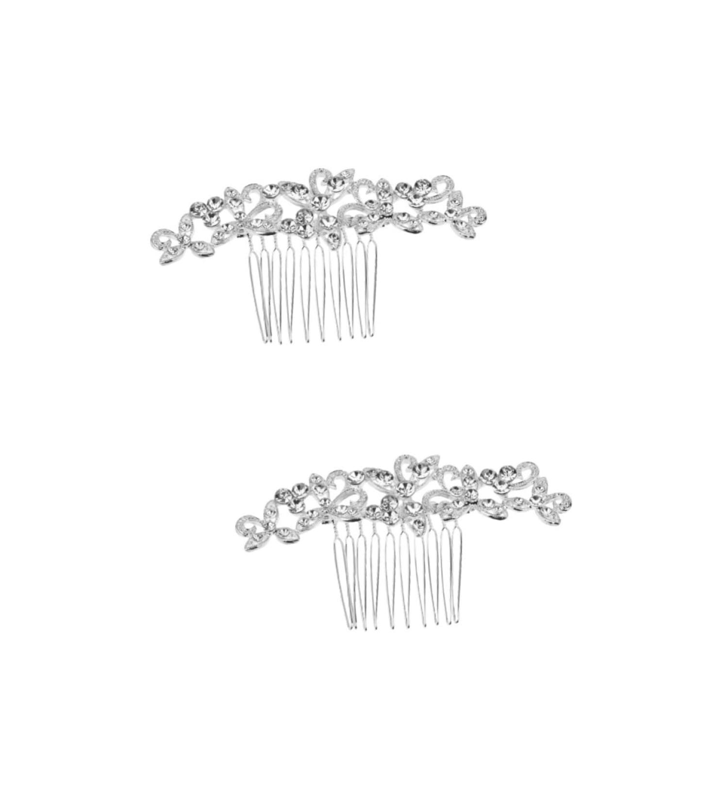 FRCOLOR Set of 2 Bridal Headpiece Rhinestone Hair Accessories Hair Clips Combs Floral Hair Comb Side Comb for Wedding Hair Tiara Bridal Comb Wedding Hair Comb Flowers Headpiece Hair Pin White - Buy Online on GoSupps.com