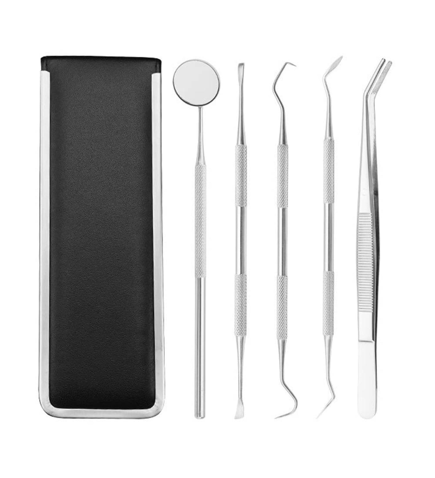 Voarge Dental Tooth Cleaning Set - 5-Part Antibacterial Stainless Steel Kit for Professional Oral Hygiene & Tartar Removal - International Shipping - Buy Online on GoSupps.com