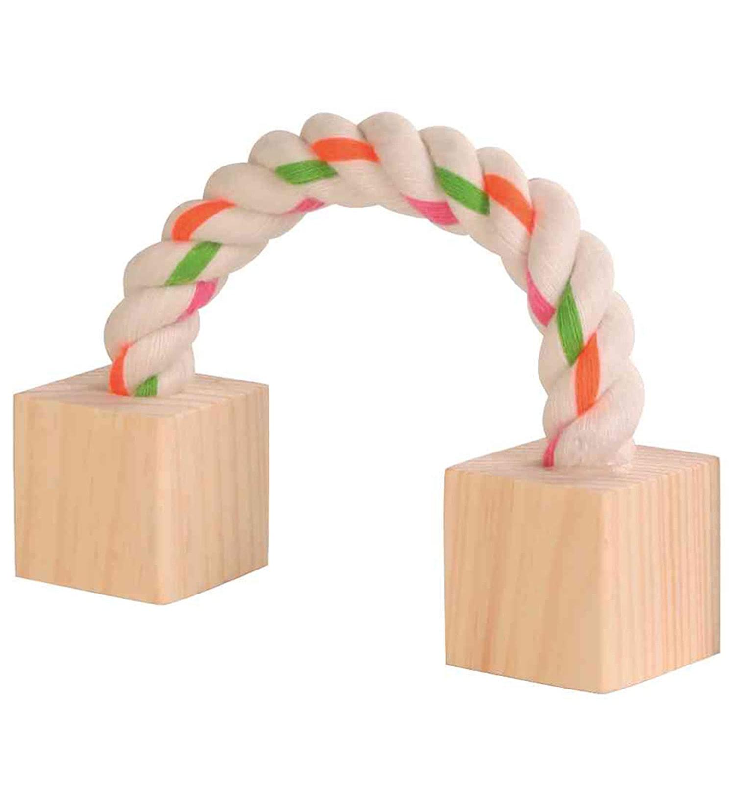 Trixie 6186 Cotton Play Rope with Wood Small Animals 20 cm