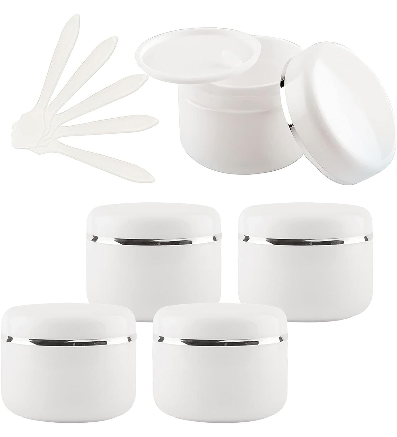 empty jars with lids cosmetic jar B0CL9KHDNF5 PC 150ml White Empty Plastic Cosmetic Jars with Screw Lid with Silver Ribbon 150g Small Storage Pot Containers for Homemade Salve 5X Spatula (Color : B - Buy Online on GoSupps.com