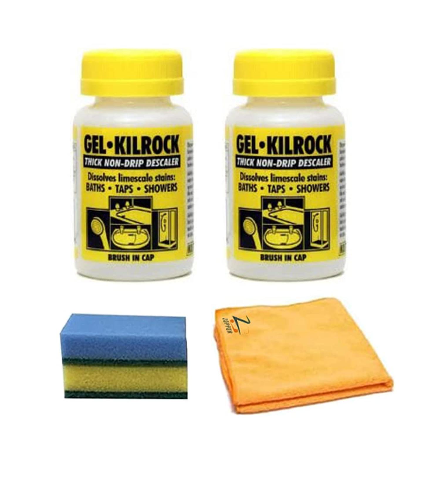 Kilrock Gel | 160ml Multi-Purpose Descaler With 1x Microfiber Cloth & 2x Cleaning Sponge | For Appliances Sinks Taps Tiles and Any Surfaces | Pack of 2 Descaler Gel - Buy Online on GoSupps.com