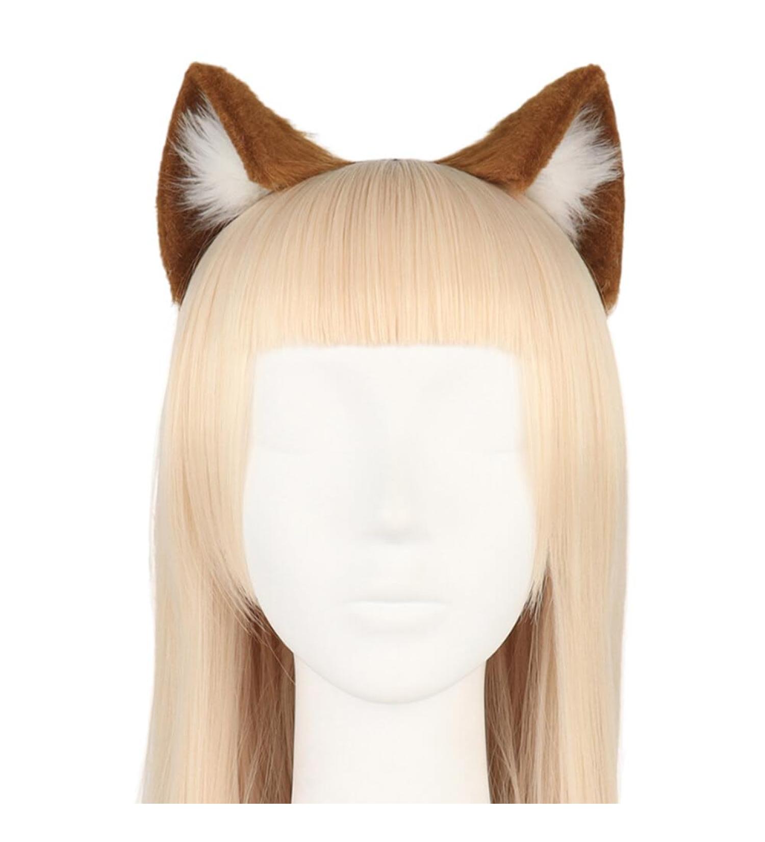 Cat Ear Fox Headband Hairband Fancy Dress Hair Clip Hair Hoop Hairband Animal Ears Cosplay Party Costume Ears Headwear Brown-white - Buy Online on GoSupps.com