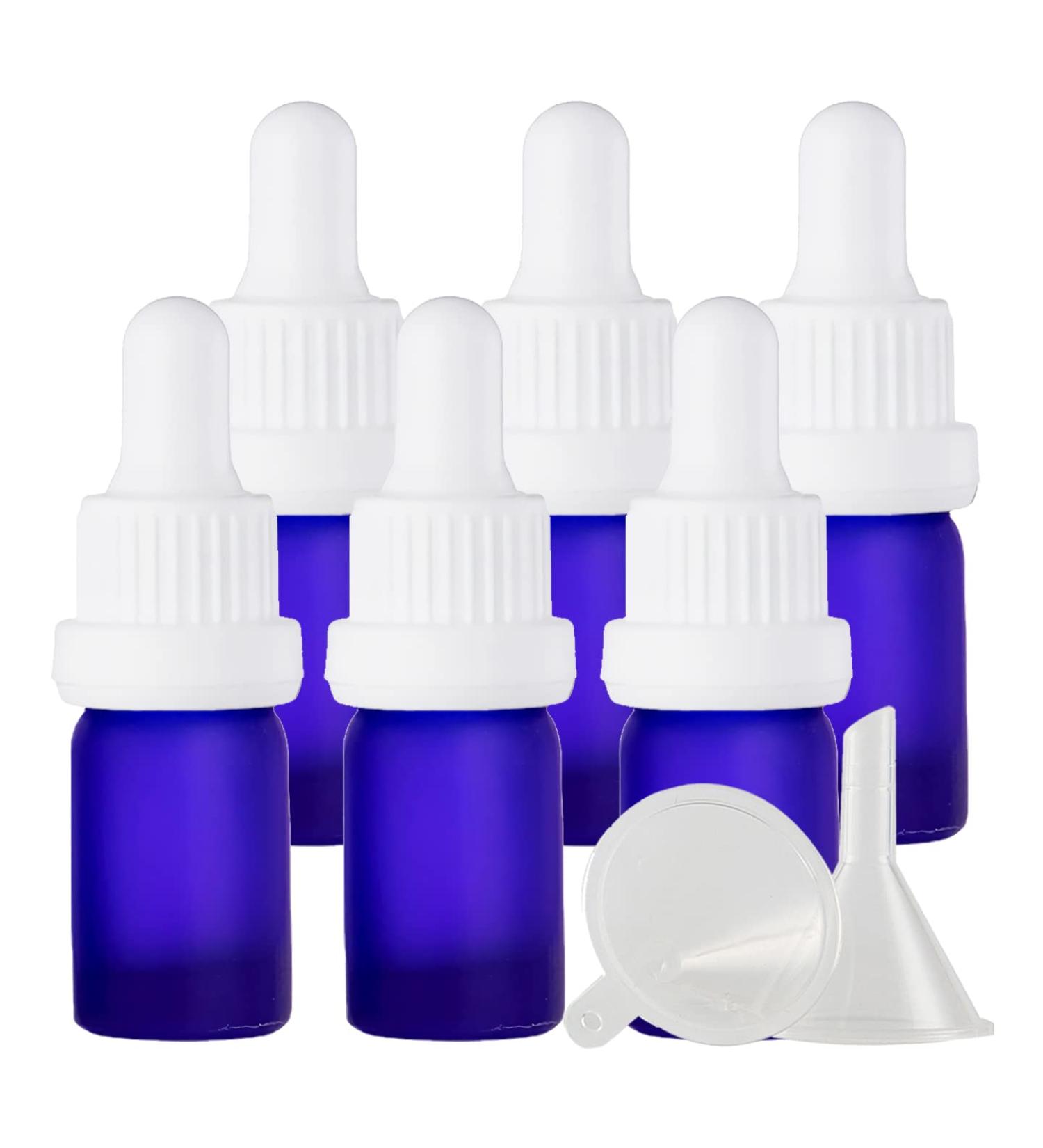 Zeoabsy 6 Pcs 5ml Frosted Blue Glass Pipette Bottles - Empty Drip Bottles for Essential Oils & Aromatherapy - Buy Online on GoSupps.com