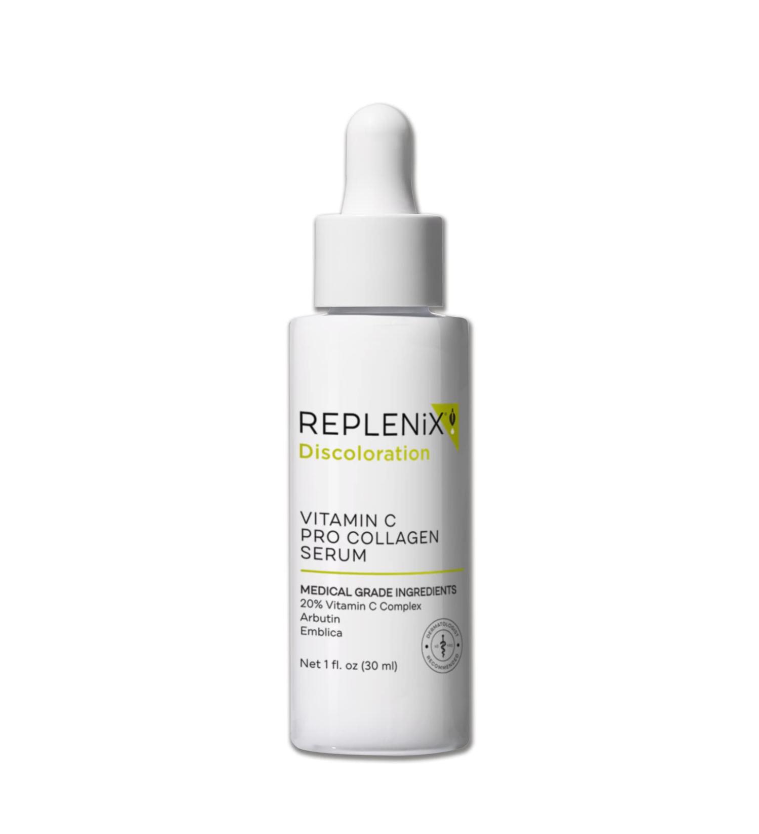 Replenix Vitamin C Pro Collagen Serum | Brightening Treatment for Dark Spots | Reduces Fine Lines & Wrinkles | 1 oz - Buy Online on GoSupps.com