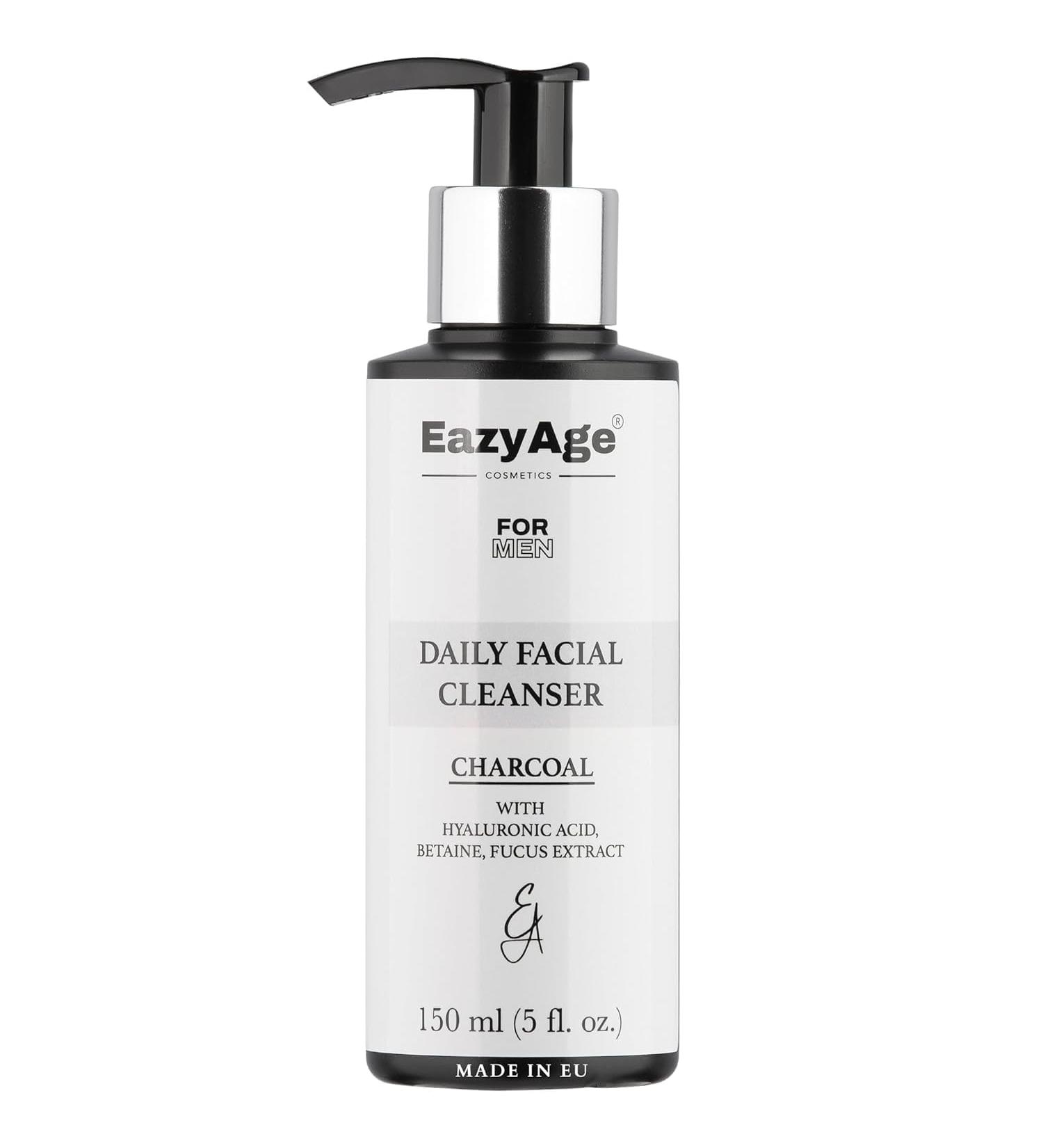 Charcoal Face Wash for Men | Deep Cleansing & Hydrating Facial Cleanser with Hyaluronic Acid & Aloe Vera | 5 oz | International Shipping Available - Buy Online on GoSupps.com