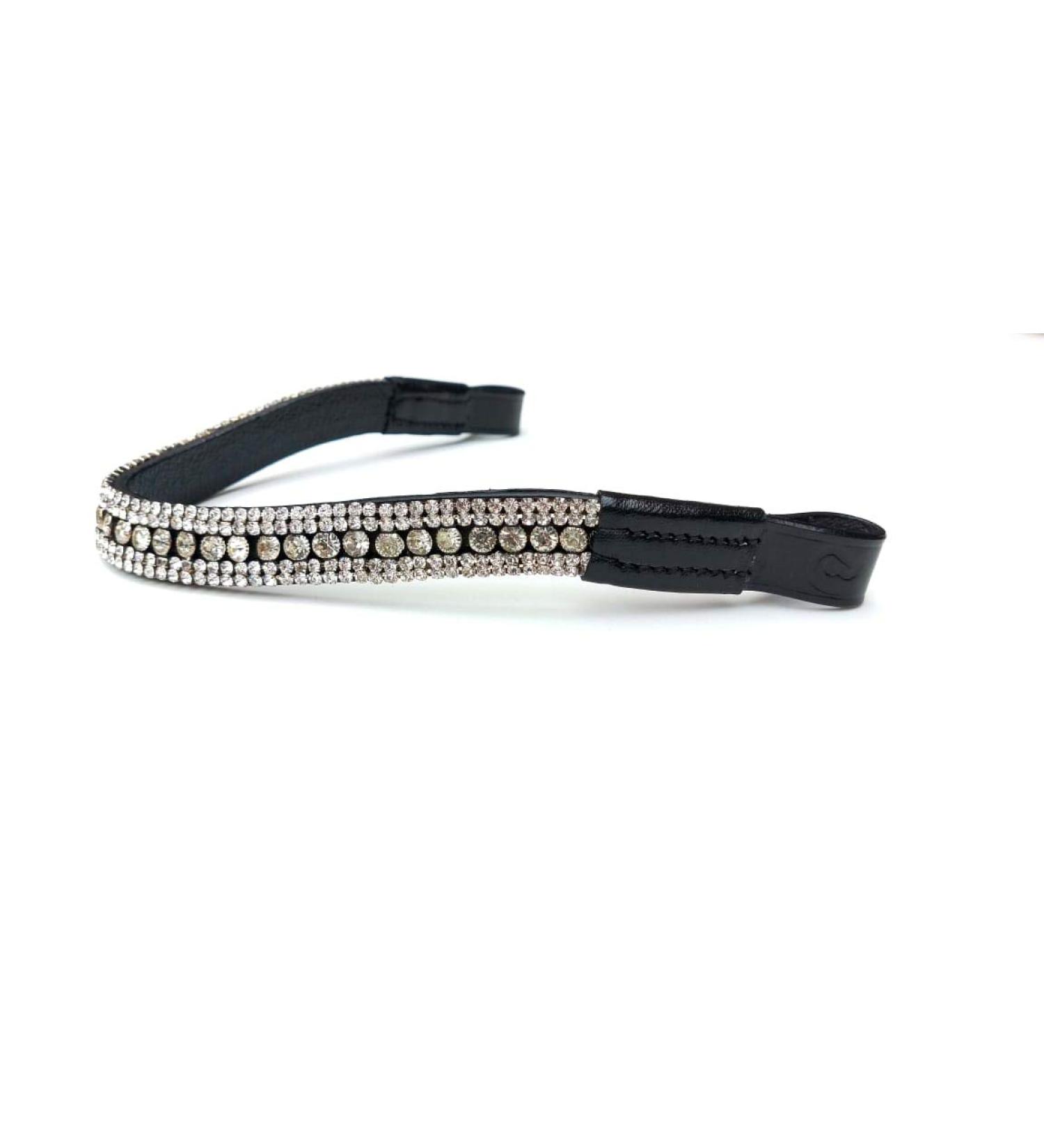 Equipride of beautiful horse-straps with shiny sparkling sparkling stones in an arc shape bright brown leather full 16 "