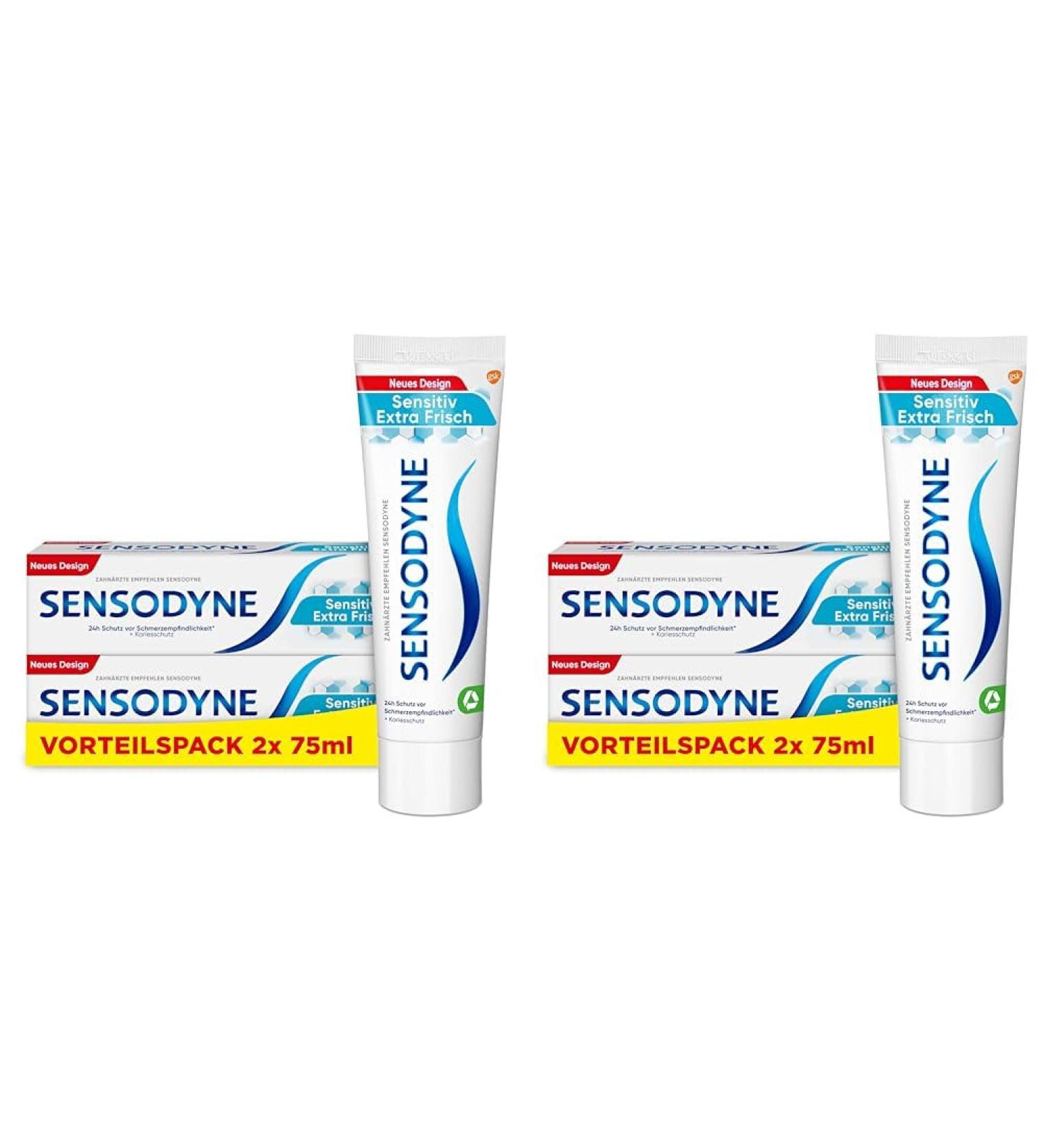 Buy Sensodyne Sensitive Extra Fresh Toothpaste Double Pack (2x 75ml) - Best Daily Toothpaste for Sensitive Teeth - Fast International Shipping - Buy Online on GoSupps.com