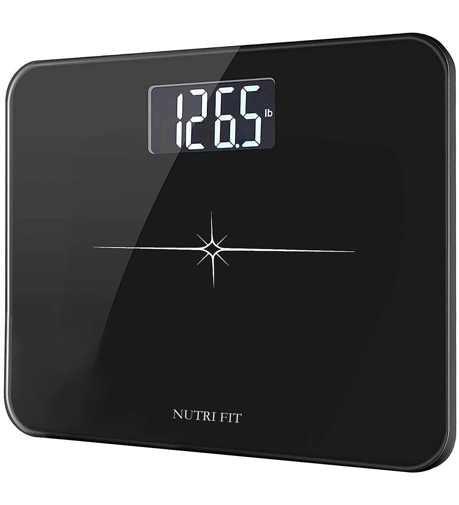 NUTRI FIT Extra-Wide Digital Body Weight Bathroom Scale - Large Backlit LCD Display, 400lb Capacity - Black - Buy Online on GoSupps.com