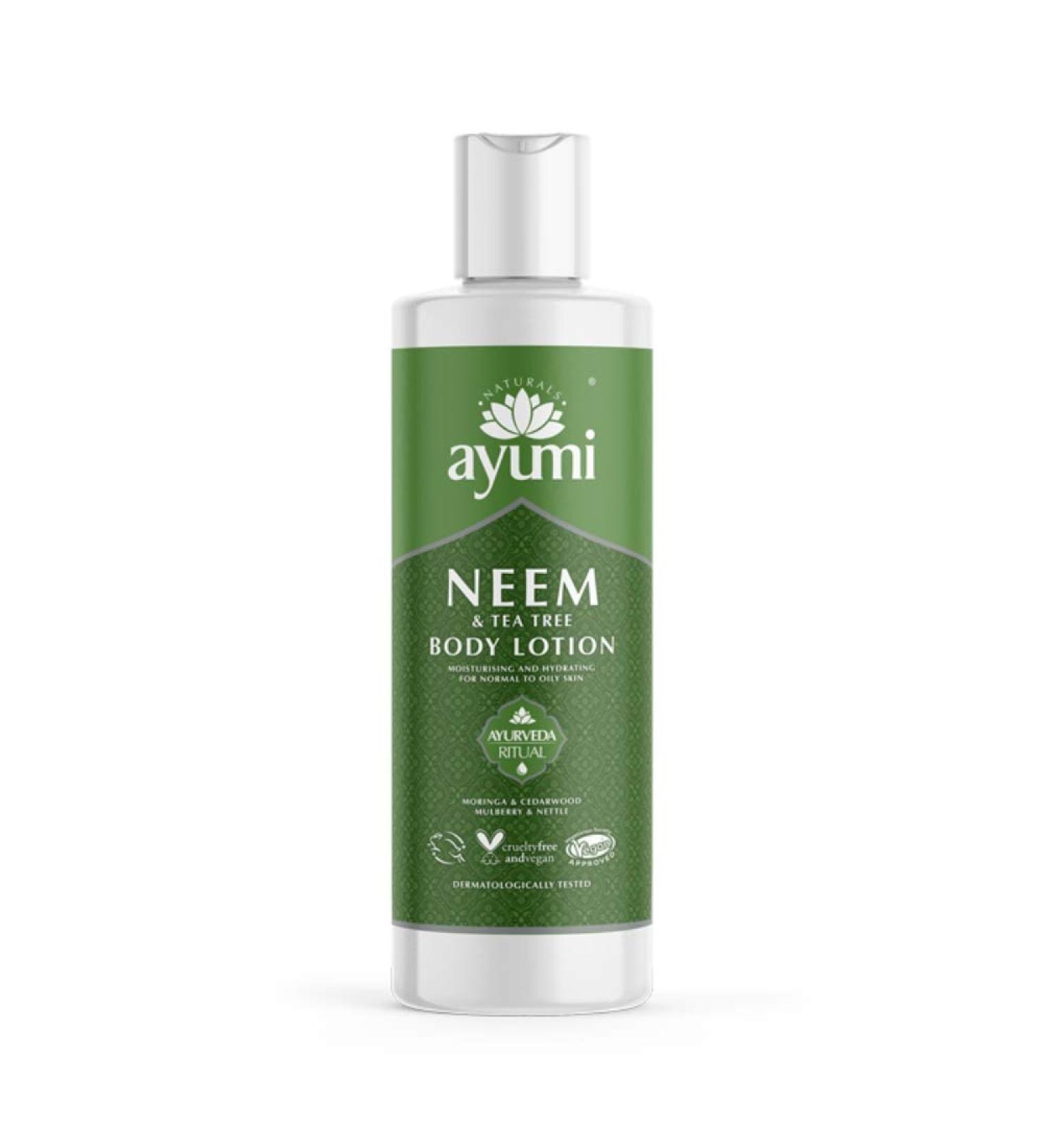 Ayumi Neem & Tea Tree Body Lotion | Vegan Cruelty-Free Dermatologically Tested | 250ml International Shipping - Buy Online on GoSupps.com