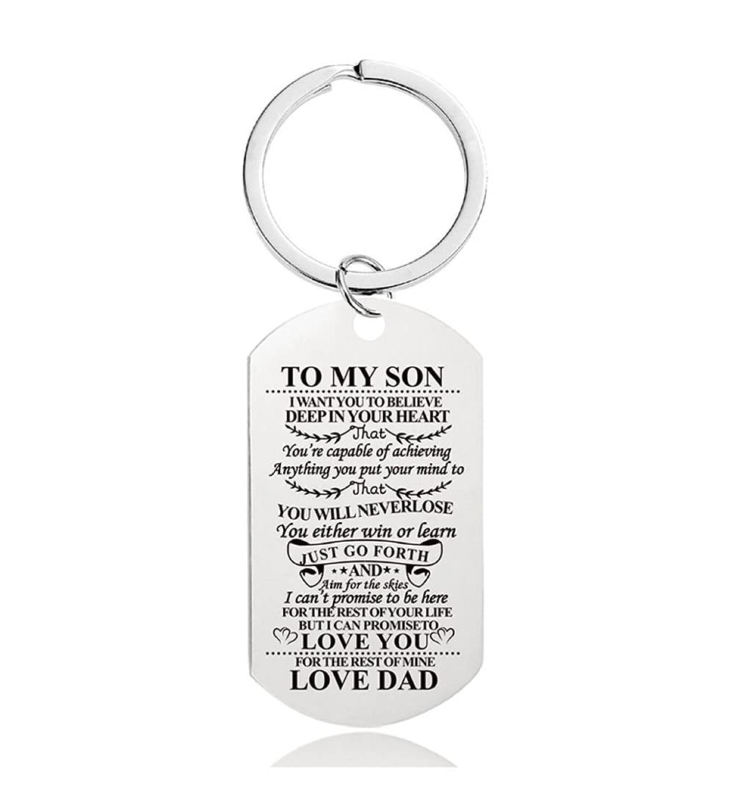 Son Keychain Gifts: Birthday & Christmas Presents for Men - Inspirational Graduation Gifts from Dad, Stepson & Son-in-law - Buy Online on GoSupps.com