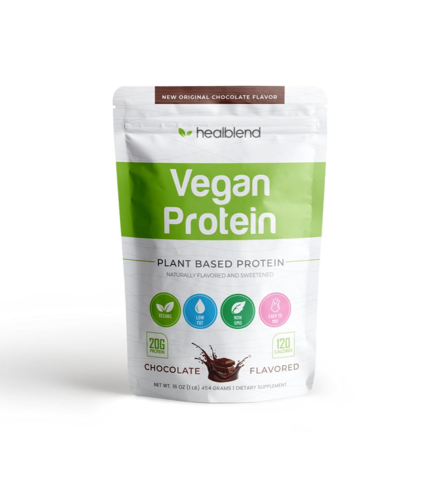 healblend Plant-Based Protein Powder Vegan Dietary Supplement - Gluten-Free Non-GMO Erythritol-Free Soy-Free Dairy-Free Pea Protein for Women and Men - Buy Online on GoSupps.com