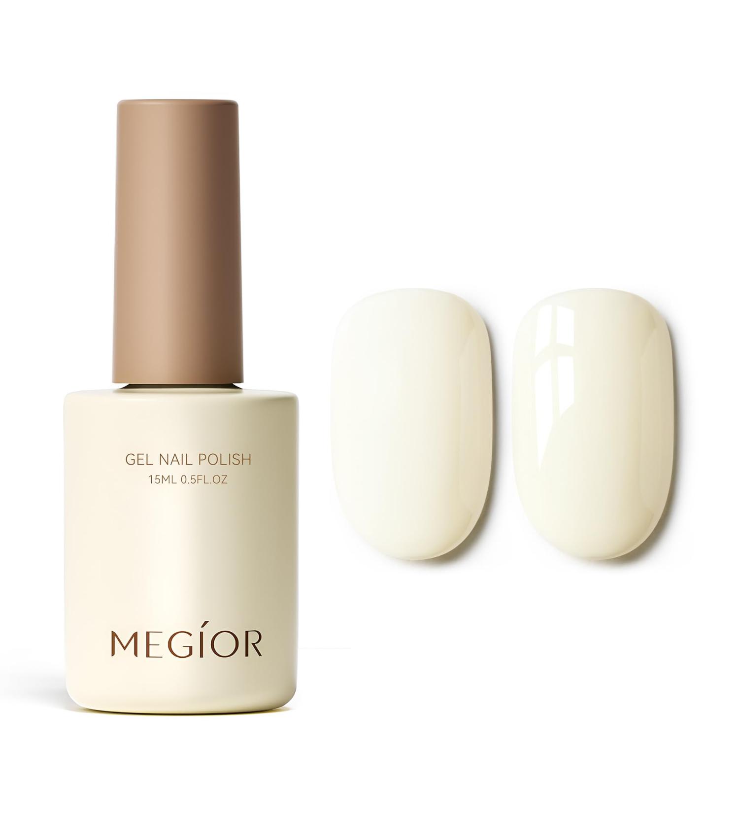 MEGIOR White Gel Nail Polish 15ml ivory Gel Polish High Gloss Soak Off UV LED Nail Gel Polish for Nail Art Manicure Salon DIY Home Gift for Girls - Buy Online on GoSupps.com