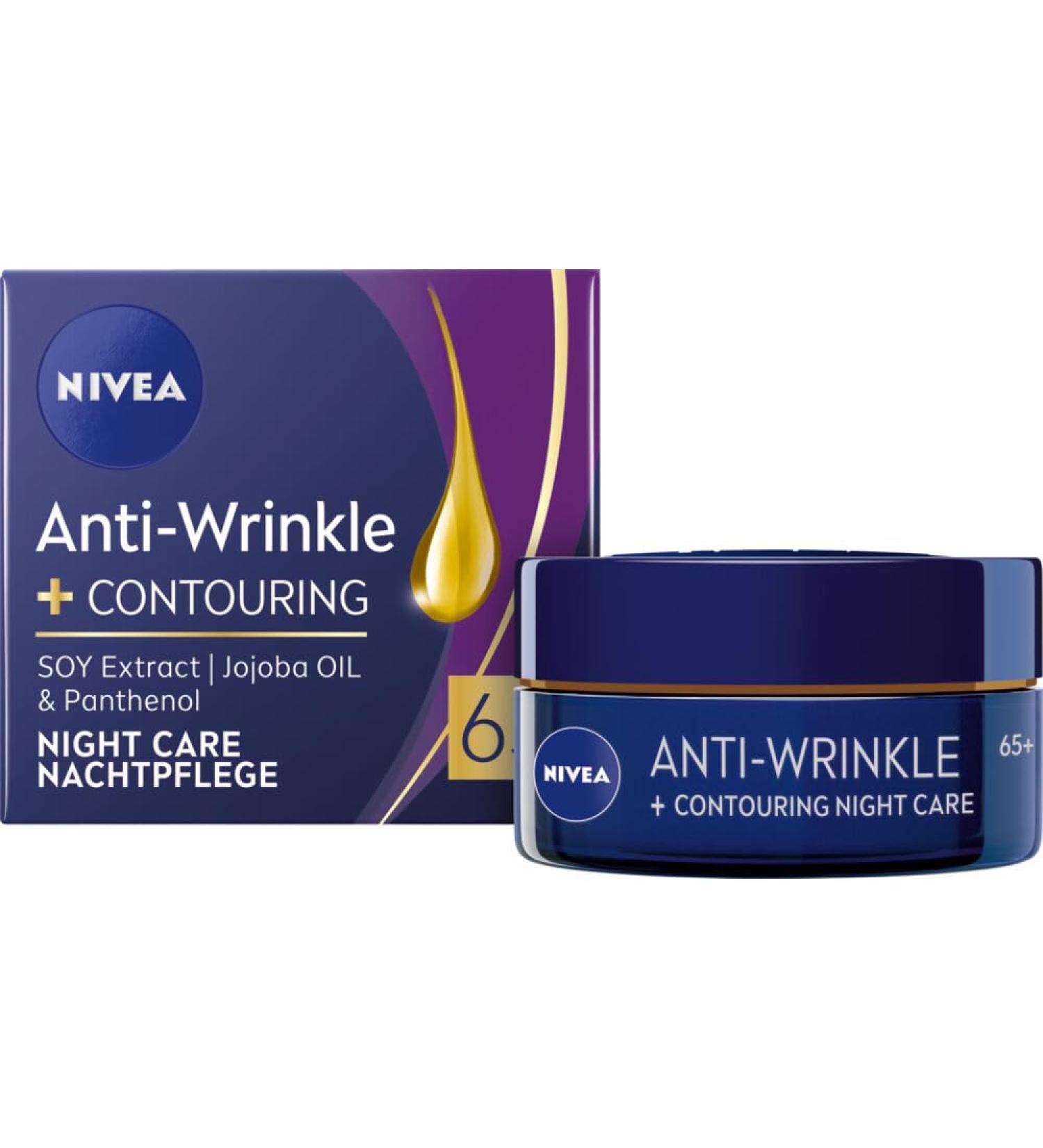 NIVEA Contouring Night Cream AntiWrinkle 65+ 50 ml Visibly Reduces Fine Lines and Deep Wrinkles in Mature Skin Improving Contours and Regeneration of Mature Skin - Buy Online on GoSupps.com
