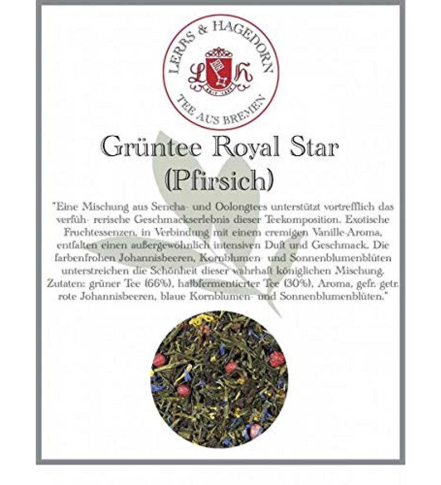  Lerbs & Hagedorn Royal Star Green Tea - 1 kg - Peach - Buy Online on GoSupps.com