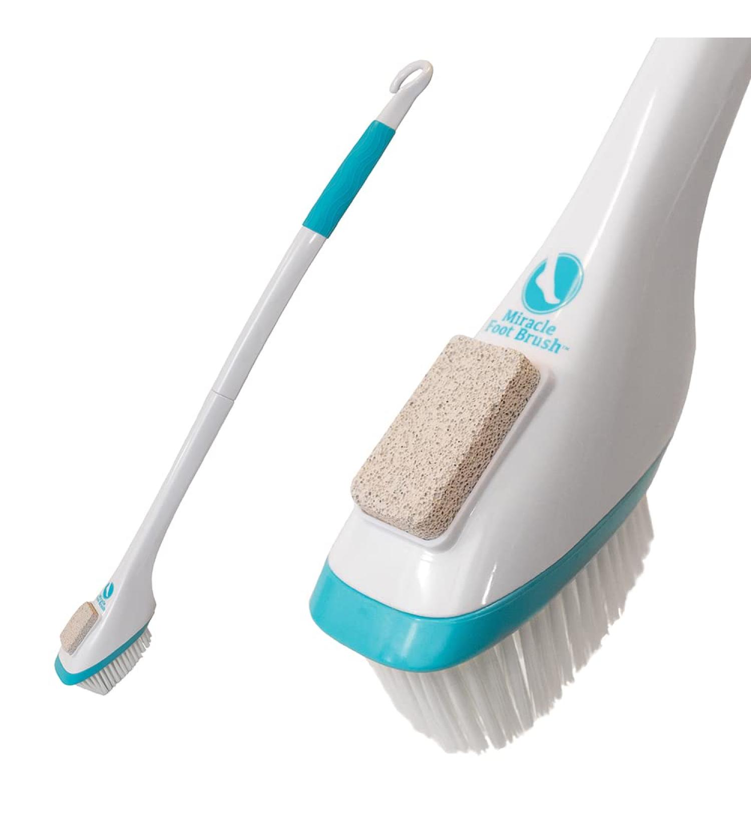 TOE094 Miracle Foot Brush with Pumice Stone - White - 30 Inch - Pack of 1 - Buy Online on GoSupps.com