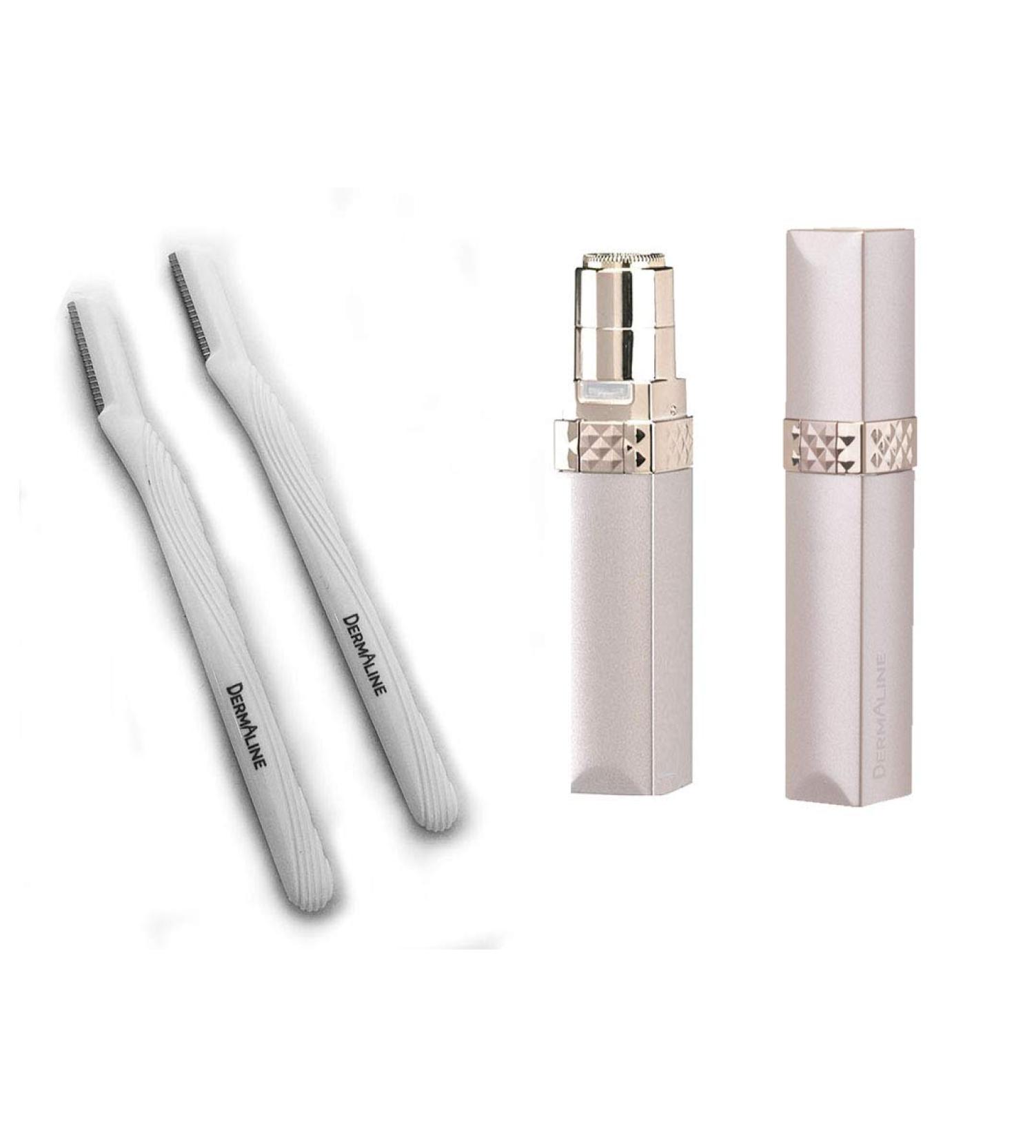 Facial Hair Remover for Women - Dermaline Facial Hair Remover Kit including Painless Electric Facial Hair Remover & Dermaplaners for Facial Lip Chin - Buy Online on GoSupps.com