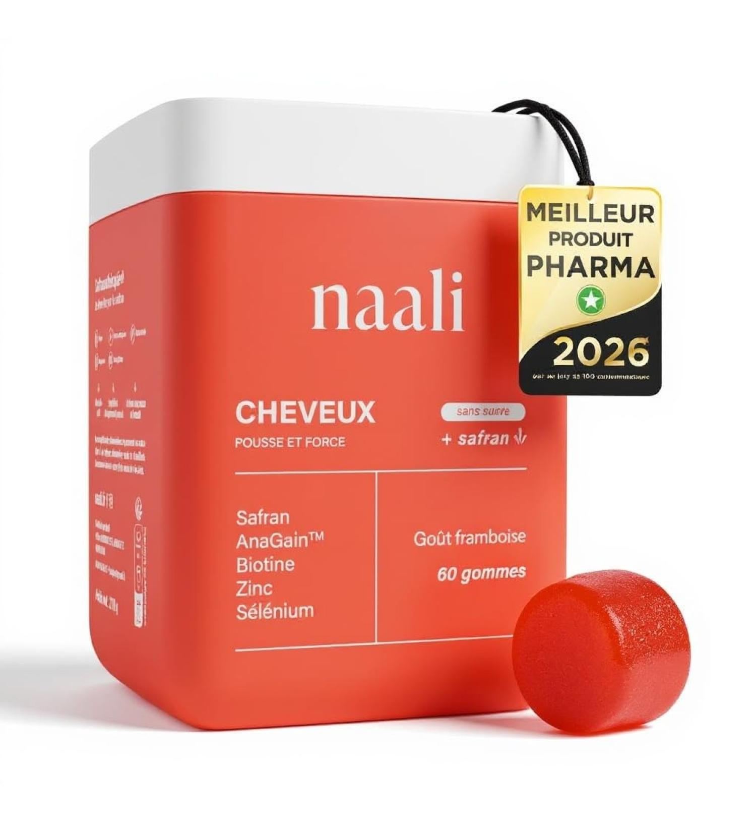 Naali Cheveux Gummies Safran AnaGain Zinc S l nium 60 Gommes - Compl ment Alimentaire Beaut Capillaire Maintien des Cheveux Normaux Sans Sucre Go t Framboise - Routine Bien Etre - Buy Online on GoSupps.com