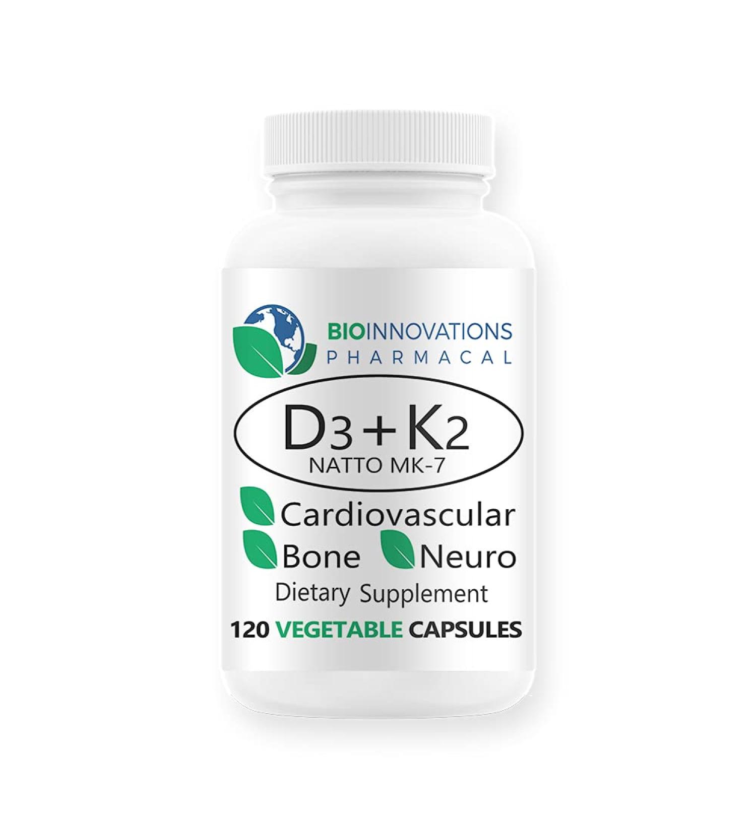 Bio-Innovations Pharmacal D3+K2 10,000IU Capsules - Bone, Neuro, Cardio & Immune Support - Buy Online on GoSupps.com