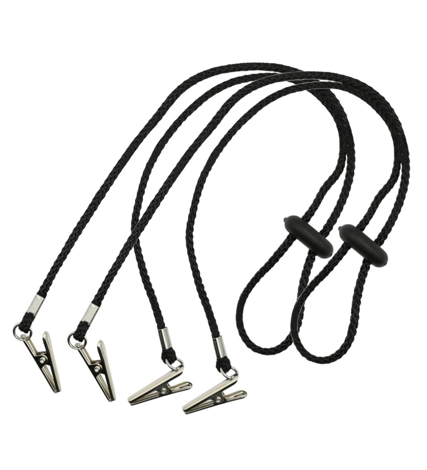 JIHUOO 2 Pcs Black Napkin Fixing Clips Adjustable Hat Strap Clips Bib Holders Clips Face Mask Lanyard Eyeglass Chains Holder for Adult - Buy Online on GoSupps.com
