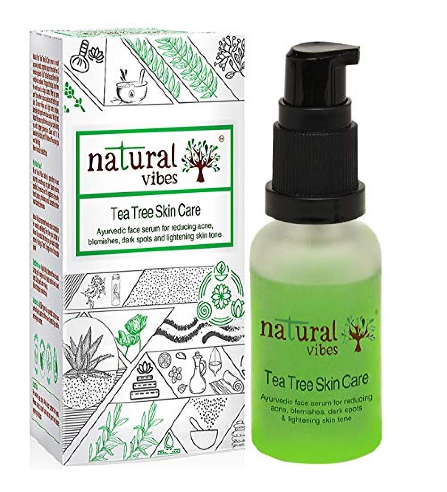 Buy Natural Vibes Ayurvedic Tea Tree Acne Repair Serum 30 ml - Reduce Acne Blemishes & Dark Spots - Buy Online on GoSupps.com