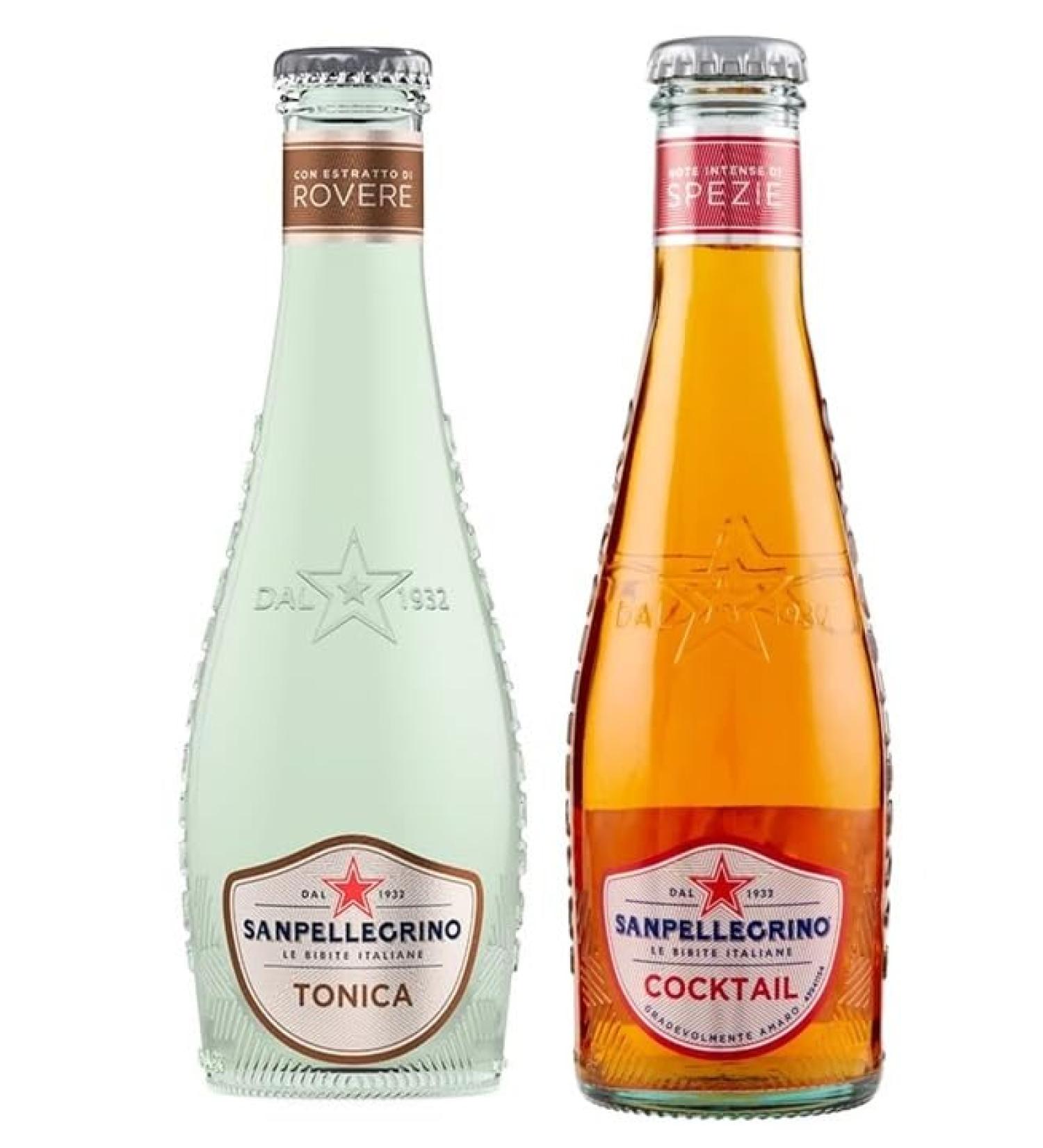 San Pellegrino Pack of 48 Soft Drinks Cocktail Drinks + Tonica Rovere Disposable Glass Bottle 20cl - Buy Online on GoSupps.com