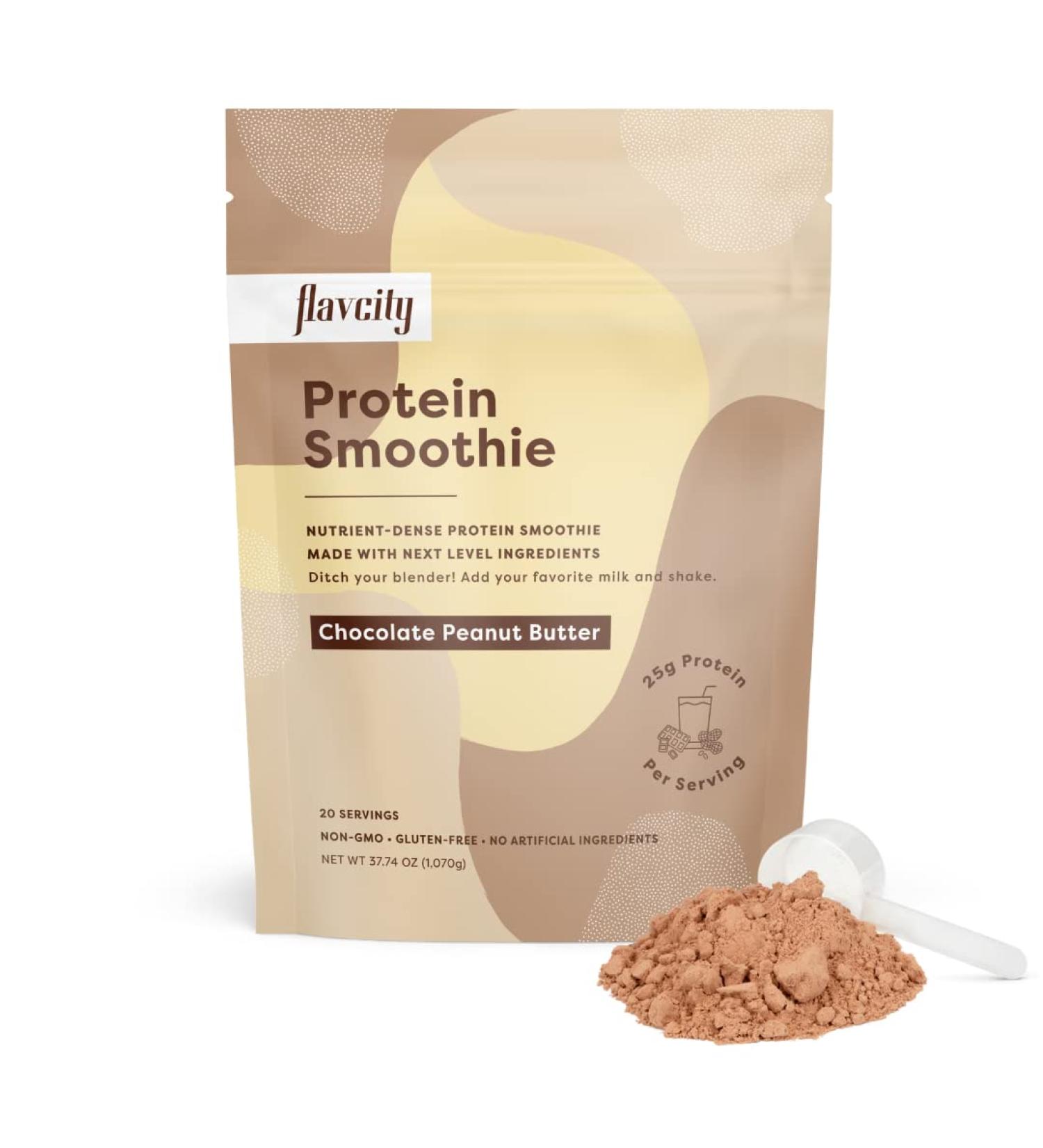 FlavCity Non-GMO Chocolate Peanut Butter Protein Powder - Gluten Free Shake | Nutrient-Dense On-The-Go Snack (37.74 oz) - Buy Online on GoSupps.com