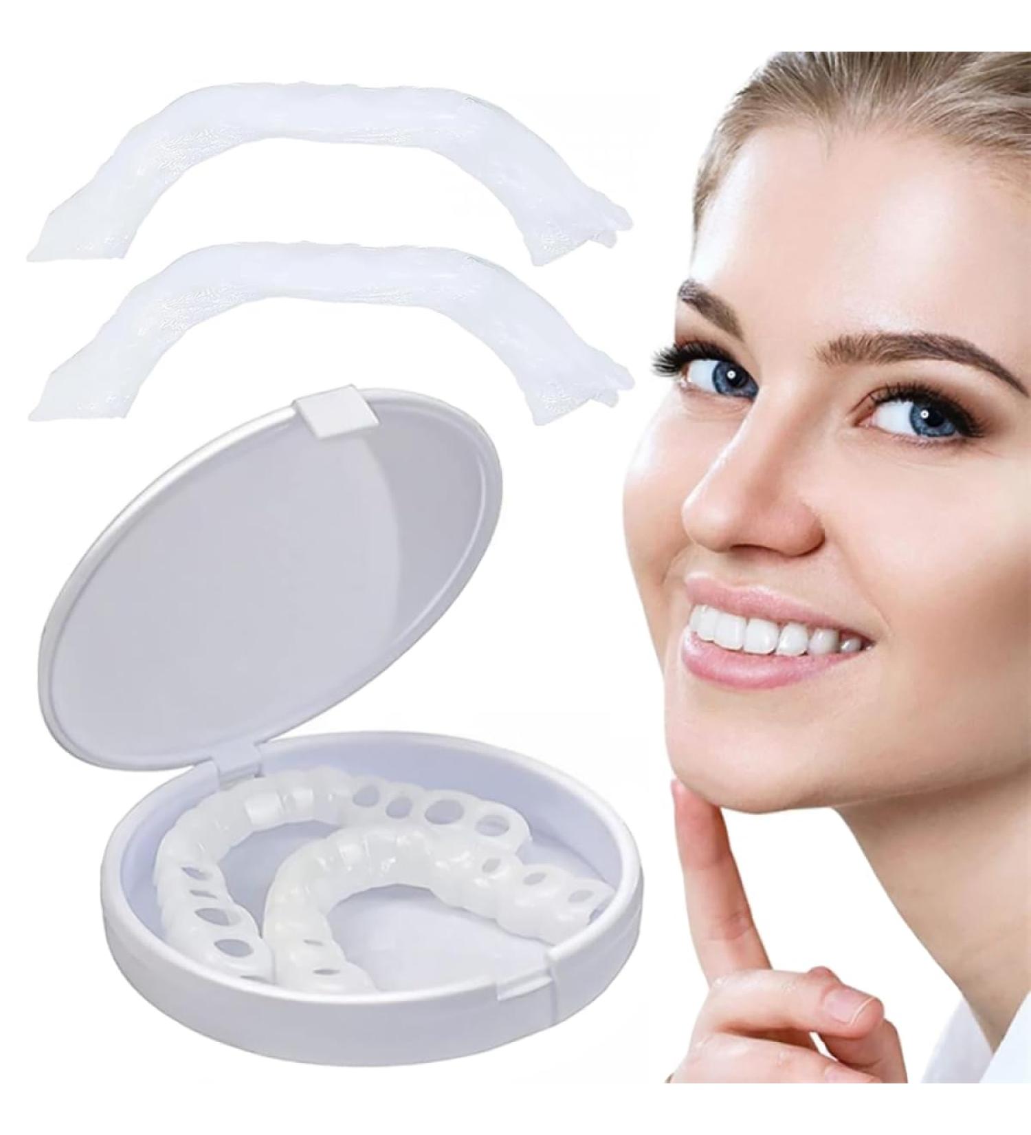 Dazzluxe 2 Pair Instant Cosmetic Veneers - Temporary Smile Teeth Solutions for Upper & Lower Teeth | International Shipping Available - Buy Online on GoSupps.com