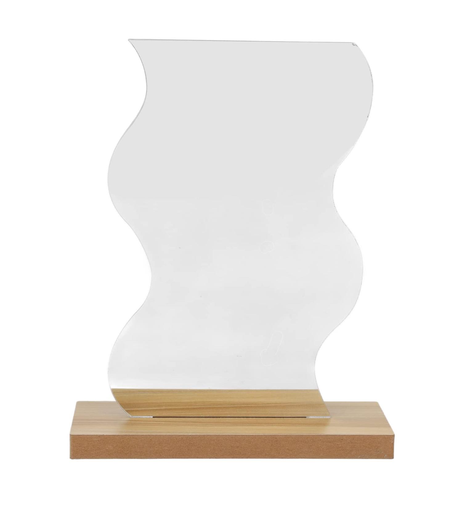 Delicate Irregular Acrylic Makeup Mirror Aesthetic Desktop Mirror with Durable Wooden Base for Men Women Portable Lightweight Cosmetic Mirror for Home Bathroom Travel - Buy Online on GoSupps.com