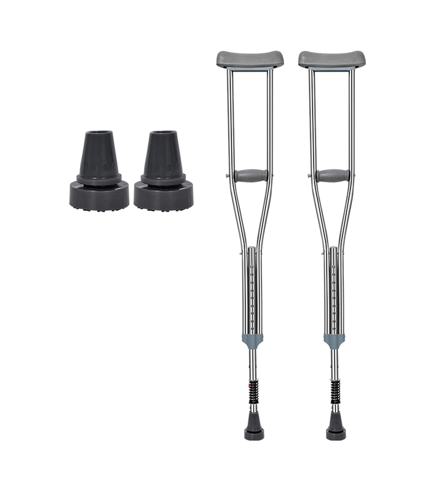 LINYUES All-Terrain Medical Underarm Crutches for Walking 2 Units Stainless Steel Adjustable Adult Axillary Crutches with Spring Shock Absorption for Women Men Adult size 135-155cm - Buy Online on GoSupps.com