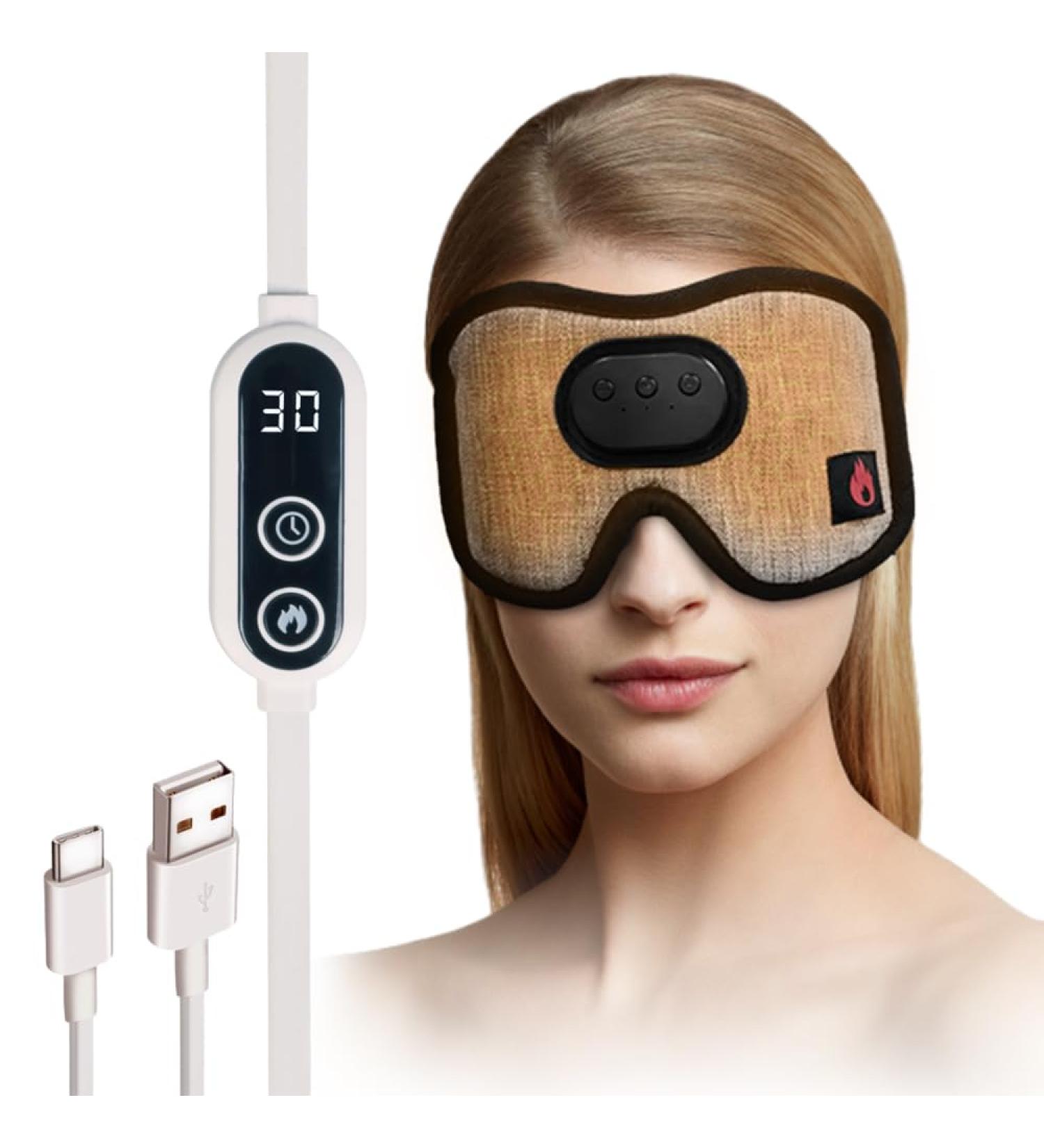 Heated Eye Mask with Bluetooth Headphones - SYPVRY Wireless Sleep Eye Mask for Relaxation & Dry Eyes - USB Heated Compression Mask with Timer Control - Grey - Buy Online on GoSupps.com