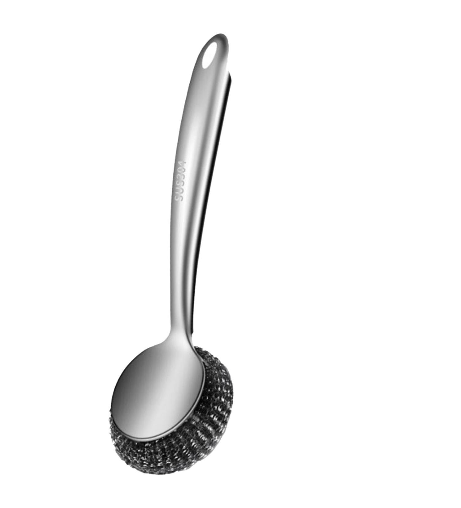 Steel Wool - Wire Wool for Cleaning | Steel Scrubber for Dishes | Ergonomic Steel Dish Scrubber Steel Wool Scrubber | Portable Scouring Pads Metal Sponge Scrubber for Pots Pans Cookware Bakeware long brush - Buy Online on GoSupps.com