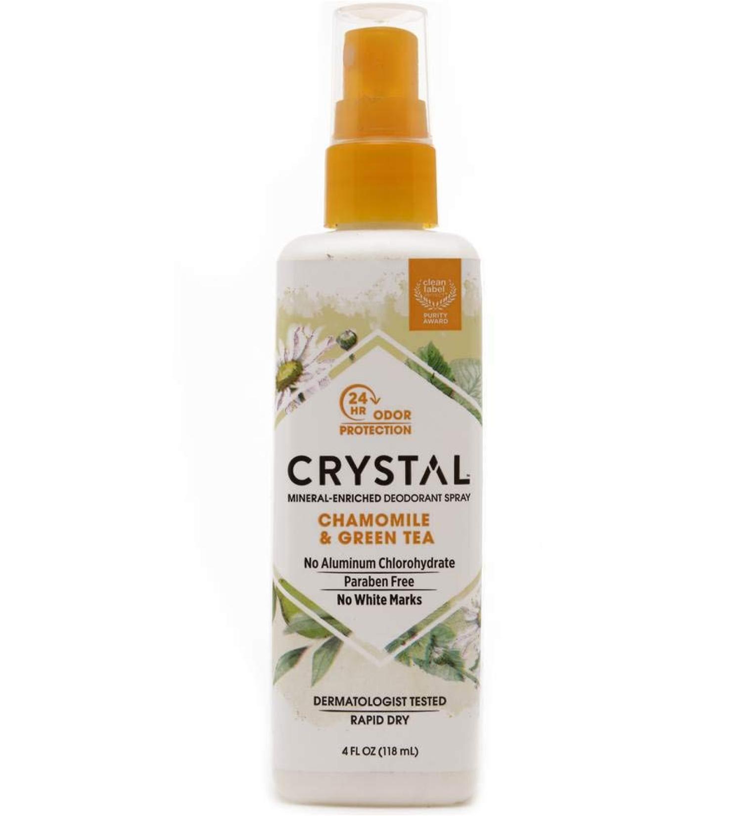 Crystal Body Deodorant Spray - Chamomile & Green Tea 4 fl oz | Natural Mineral Deodorant - Buy Online on GoSupps.com