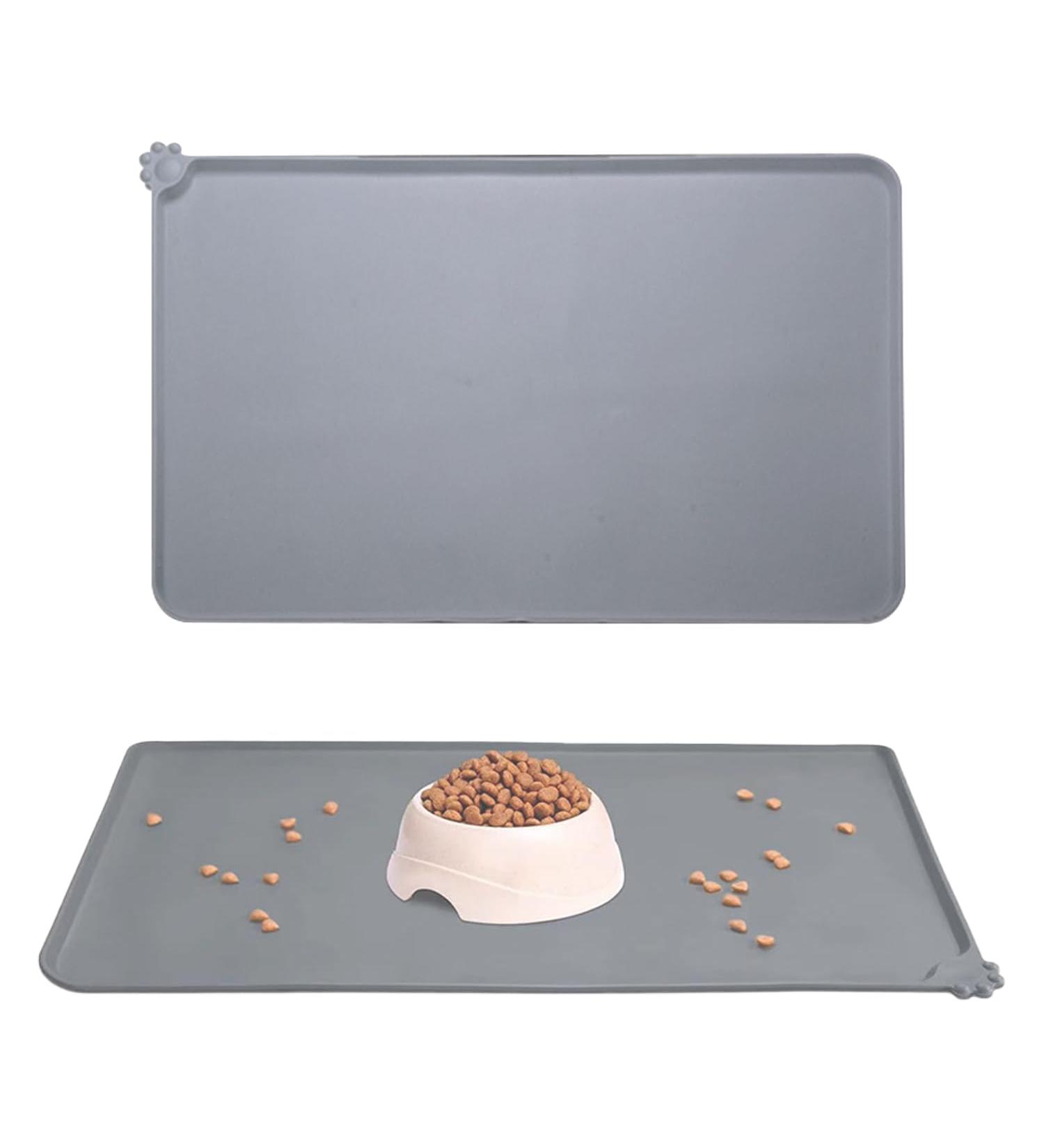 1pcs Gray Pet Feeding Mat (48cm*30cm) Silicone Cat and Dog Feeding Mat Pet Food Mat Pet Bowl Placement Tray Non-slip and Waterproof Suitable for Dogs and Cats - Buy Online on GoSupps.com