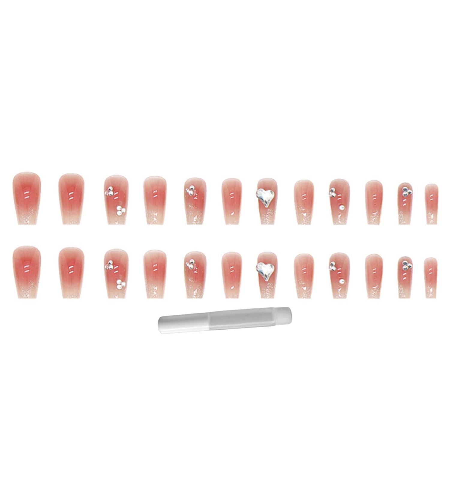 Artificial Nails Ultra-thin Decorative Attractive Fake Nails DIY Nail Art Jewelry with Glue Set Birthday Gift O