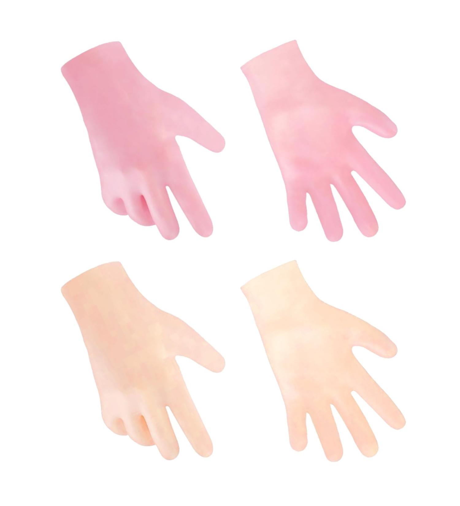 MoyRetty Silicone Moisturizing Gloves - 2 Pairs Flexible & Durable for Dry Hands Home Spa Pink & Beige | International Shipping Available - Buy Online on GoSupps.com