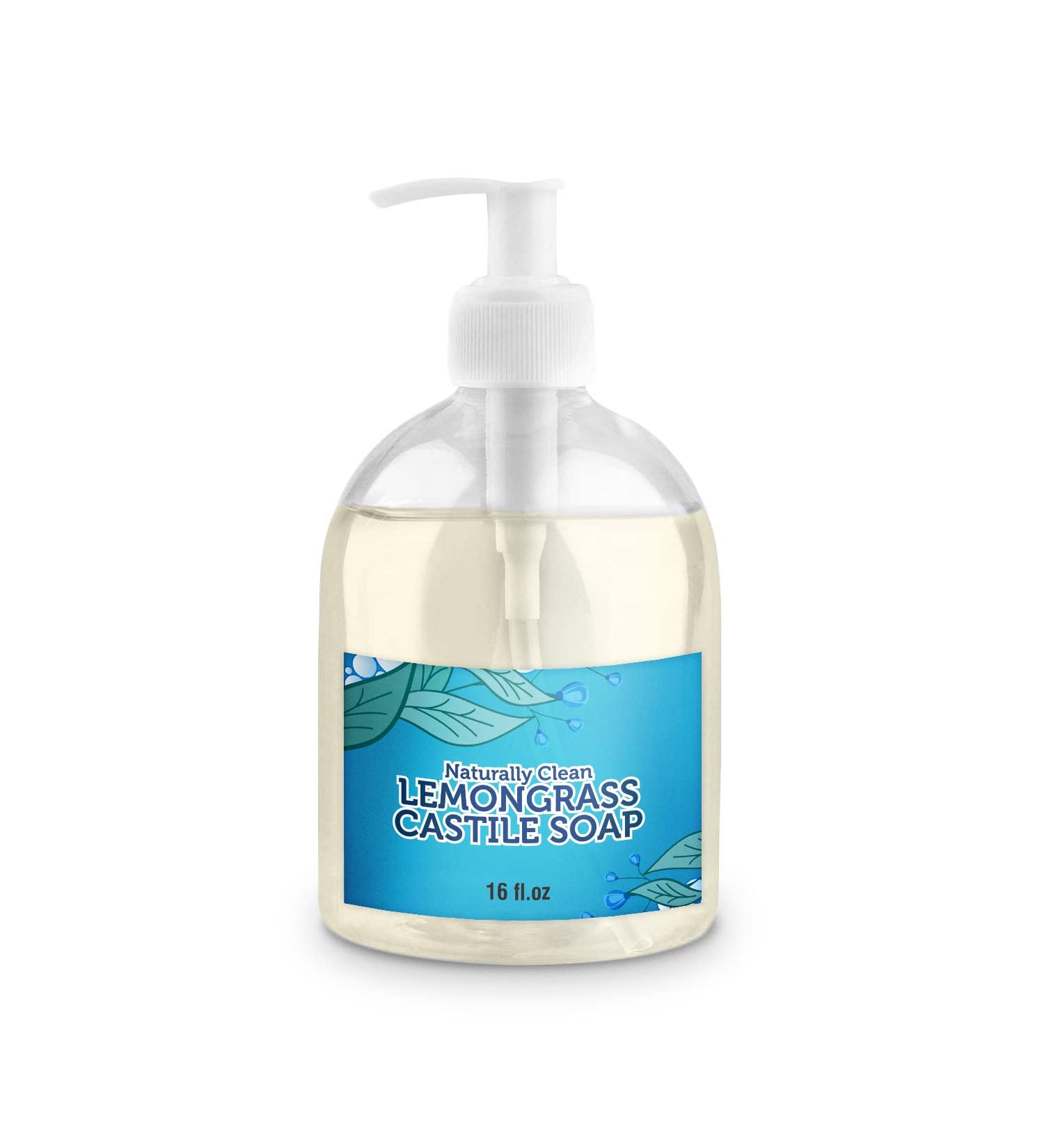 Lemongrass Pure Castile Soap Liquid - Vegan Hand Made Non-GMO | Gentle Face Hand & Body Wash for All Skin Types - 16 oz - Made in USA - Buy Online on GoSupps.com