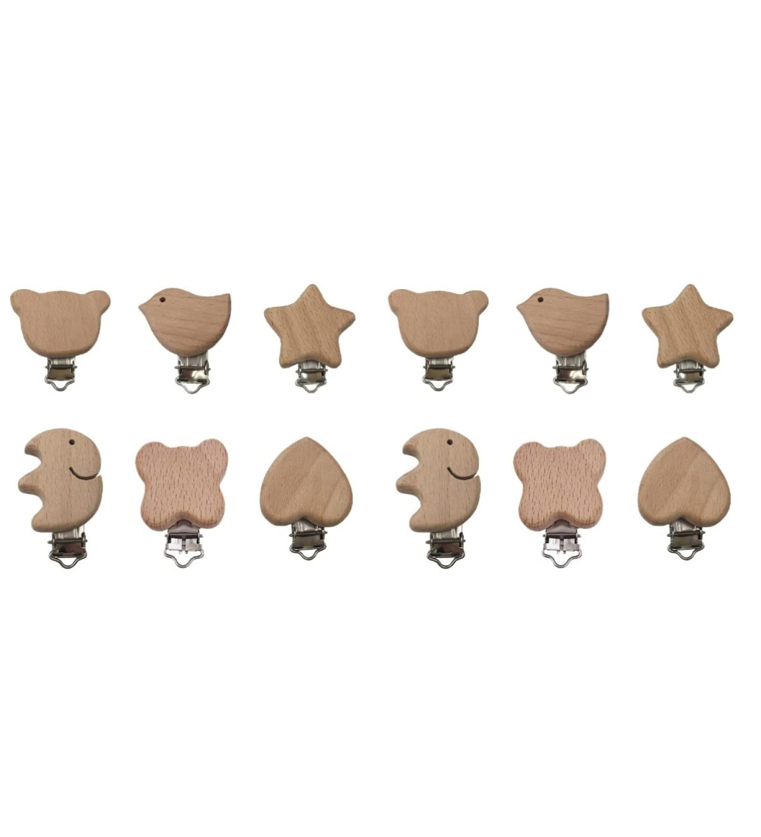 Toyvian 12 pcs Pacifier Clips Wooden Pacifier Clip Baby Teeth Comfor Tools Baby Pacifier Clips Cute Star Heart - Buy Online on GoSupps.com