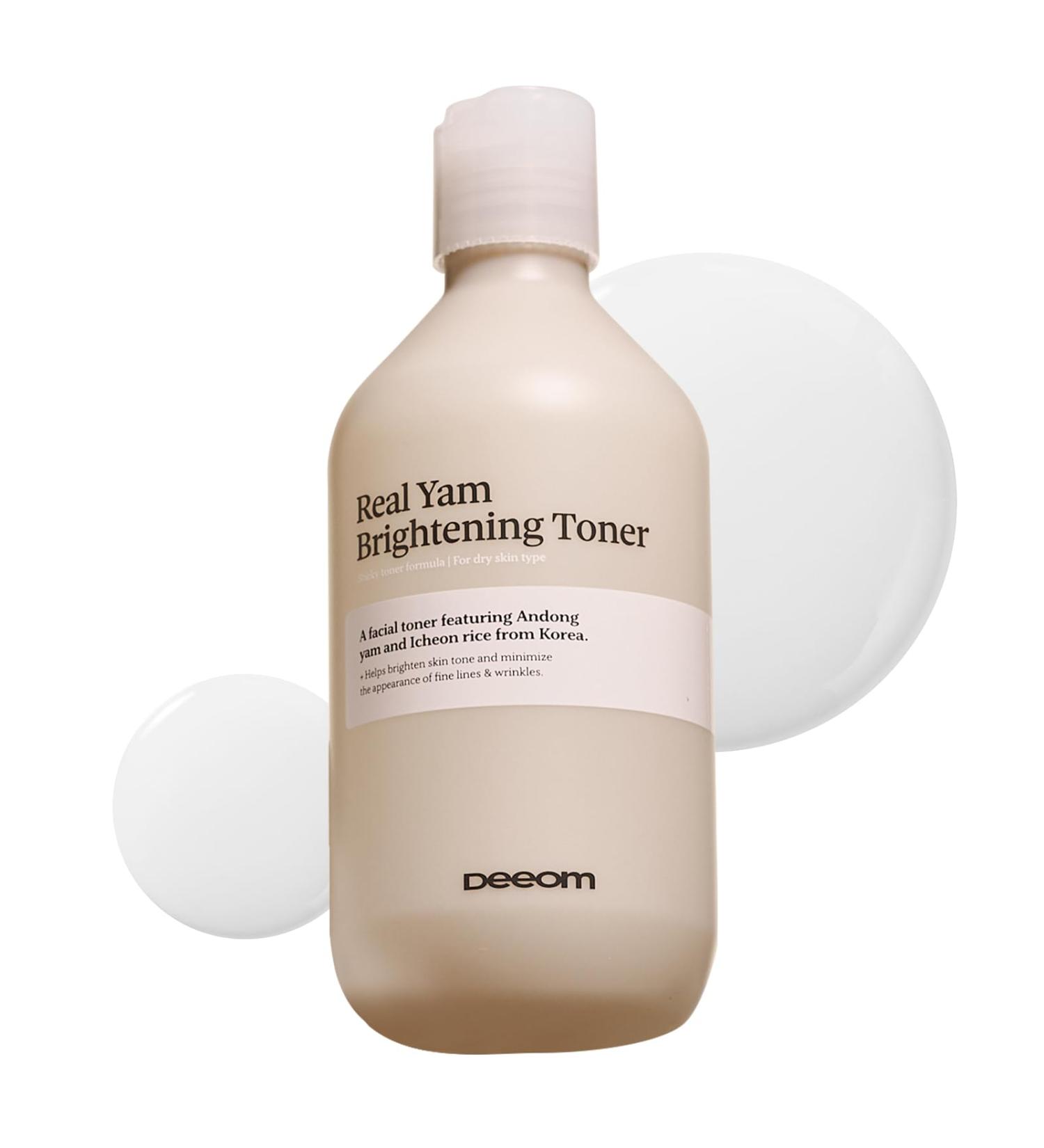 DEEOM Real Yam Brightening Toner Hydrating Milky Toner for Face with Rice Water Yam Extract & Niacinamide Korean Moisturizing Facial Toner Alcohol Free Glow Enhancing 300ml - Buy Online on GoSupps.com